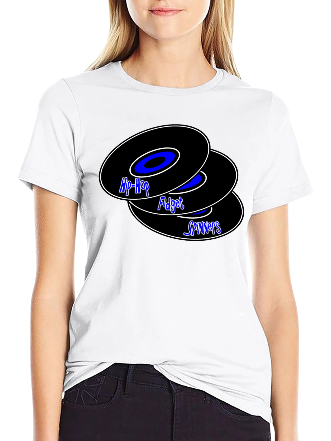 Black Hip-Hop Fidget Spinners Black T-Shirt view 9