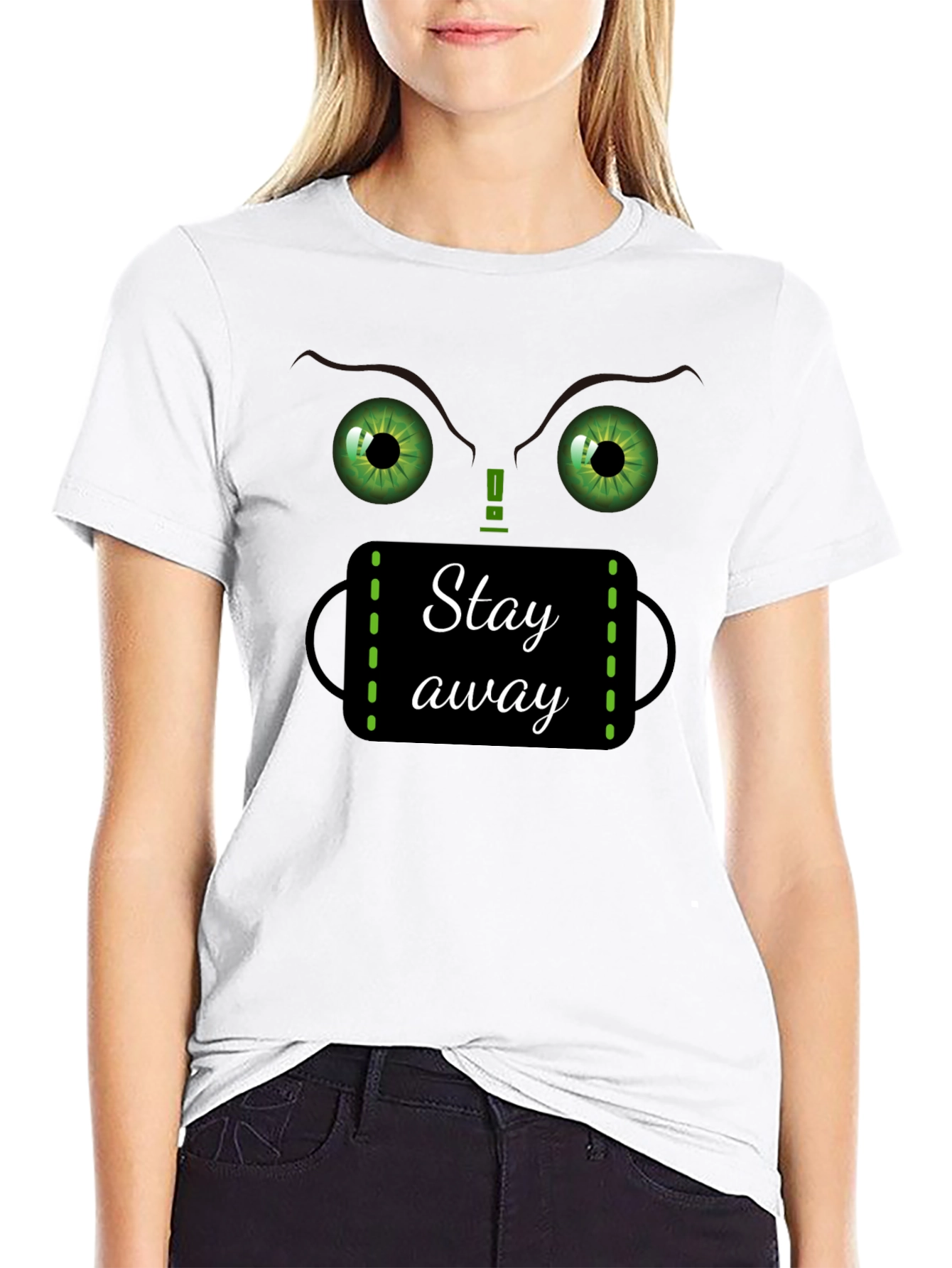 Black Stay Away Graphic T-Shirt - Funny Novelty Tee view 9