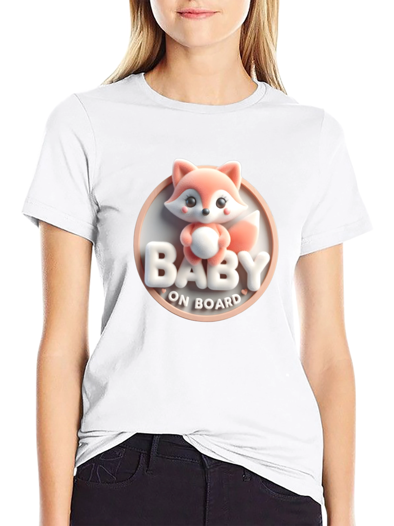 Black Baby On Board Cute Fox T-Shirt view 9