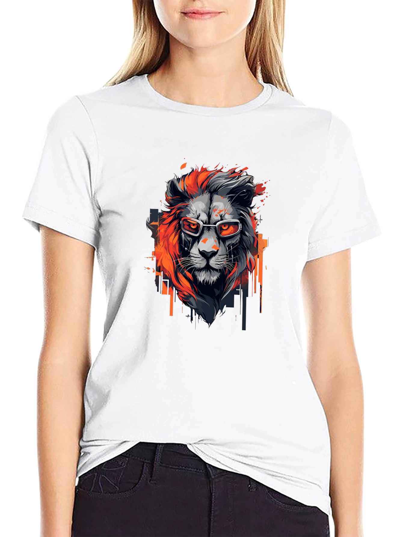 Black Cool Lion Graphic Tee - Black view 9