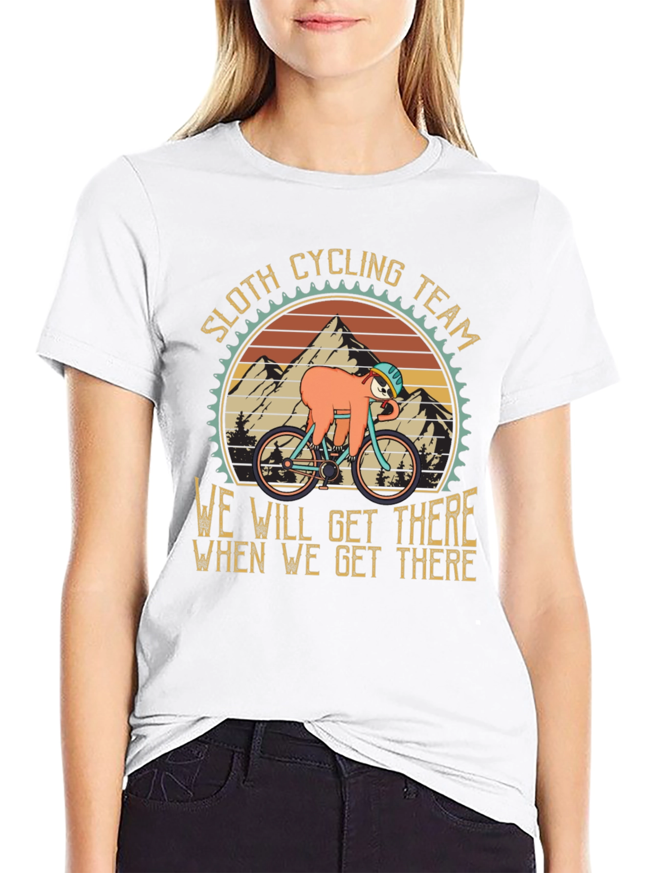 Black Sloth Cycling Team T-Shirt - We Will Get There Design view 9