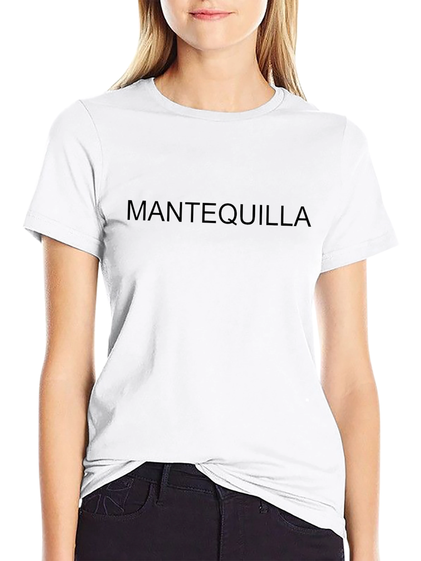 Black Mantequilla Text Graphic Black T-Shirt view 9