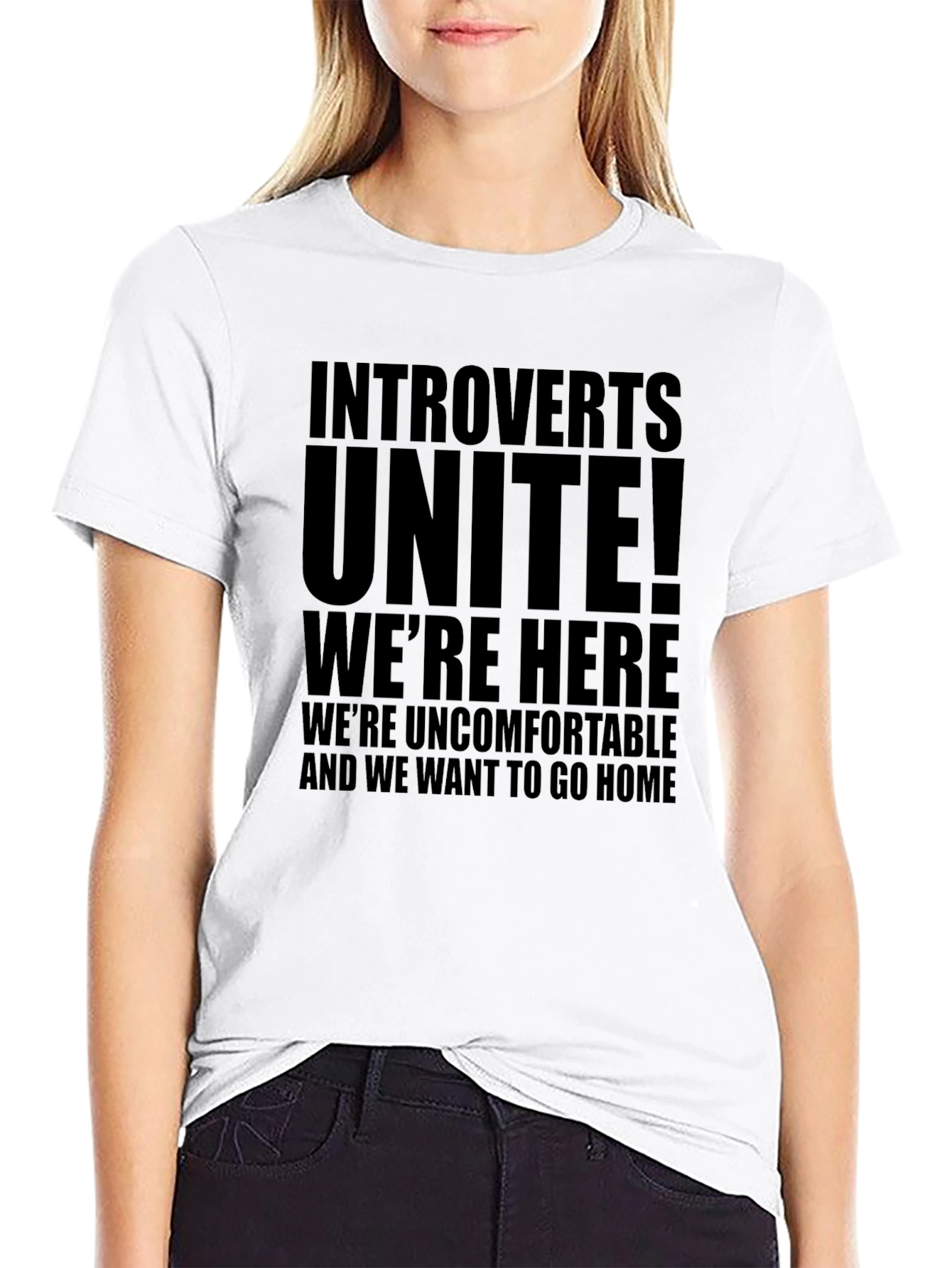 Black Introverts Unite Black Graphic T-Shirt view 9