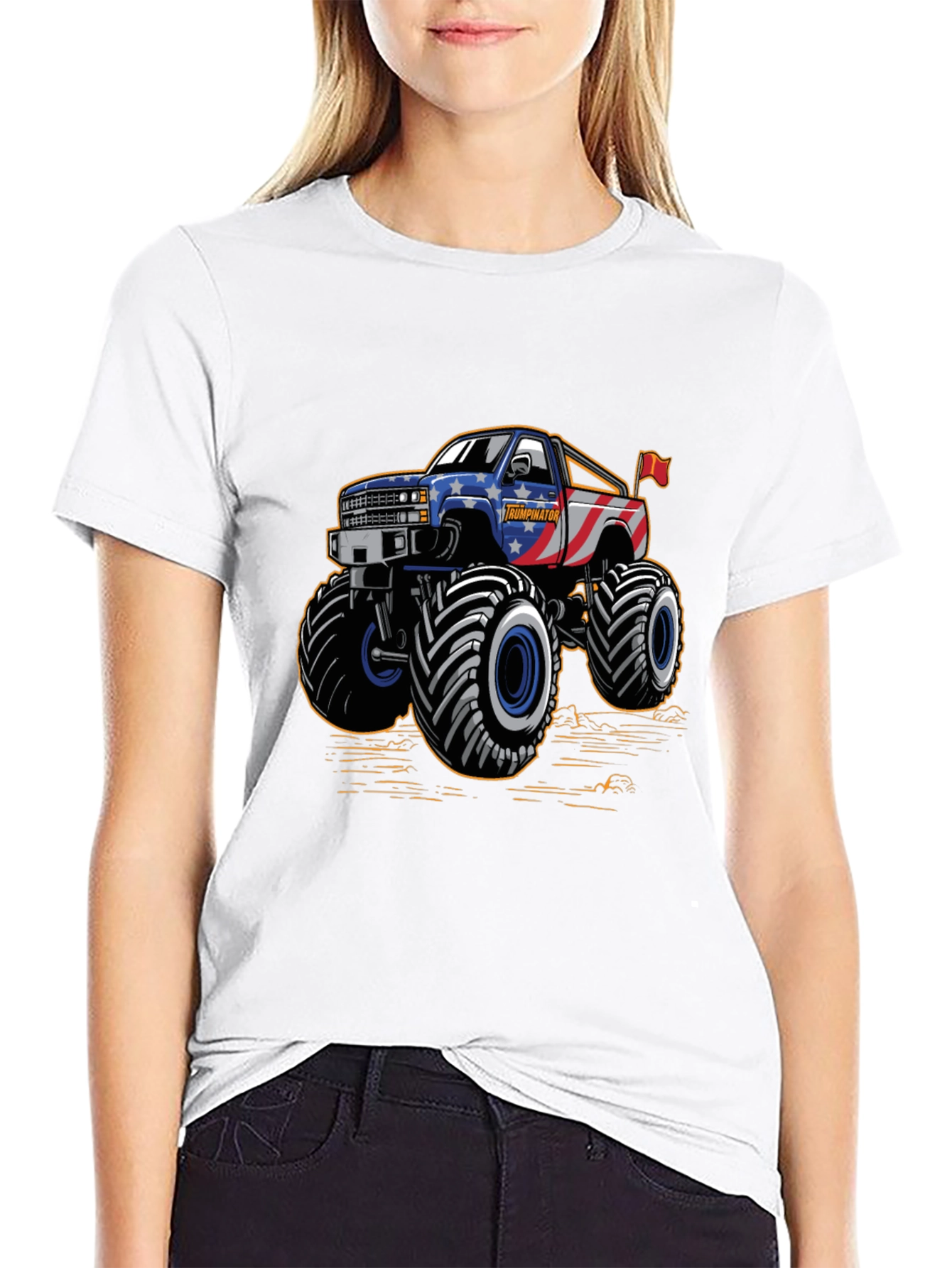 Black Monster Truck Tee - Patriotic USA Design view 9