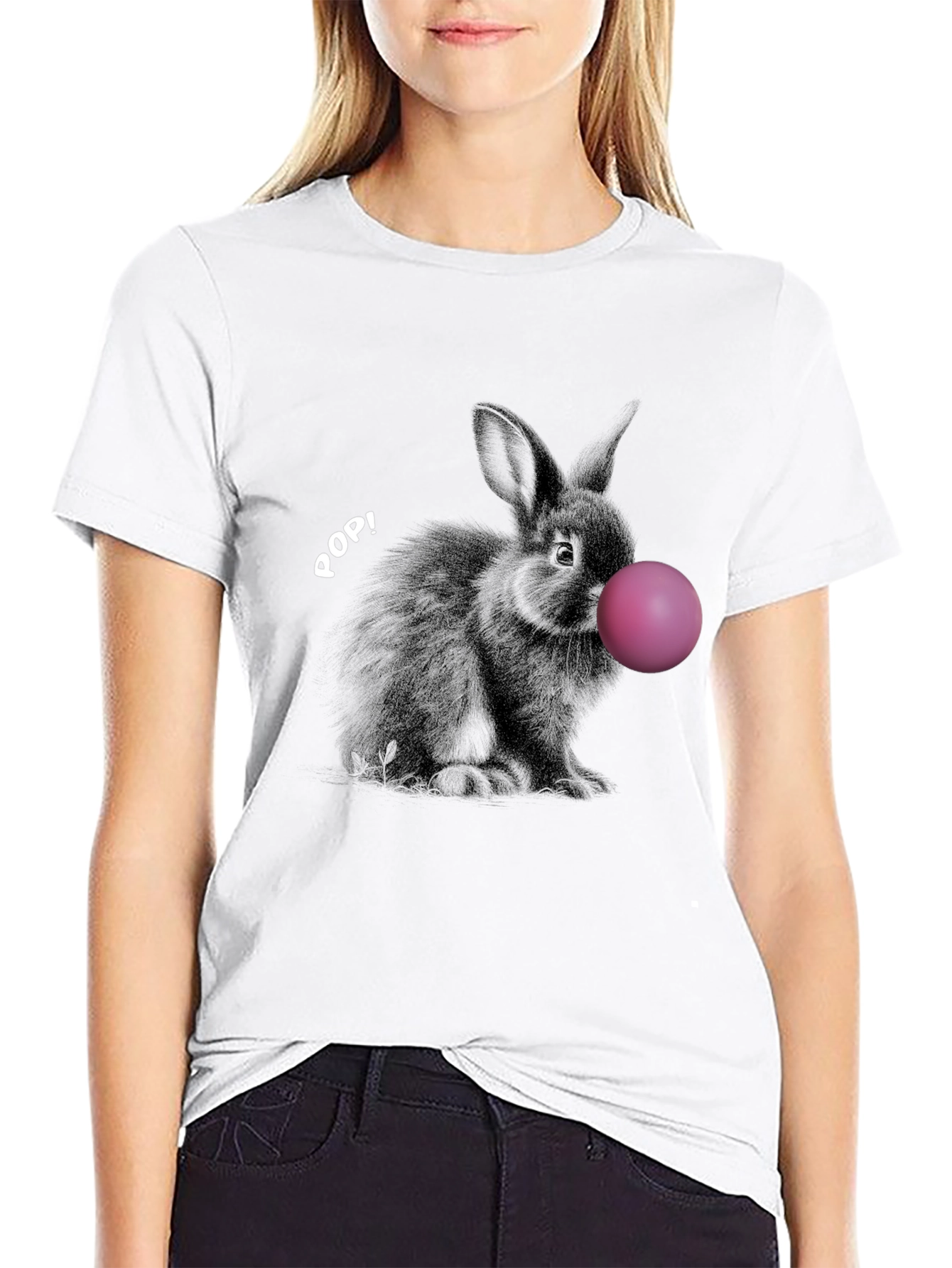 Black Rabbit Bubble Gum Pop Graphic T-Shirt view 9