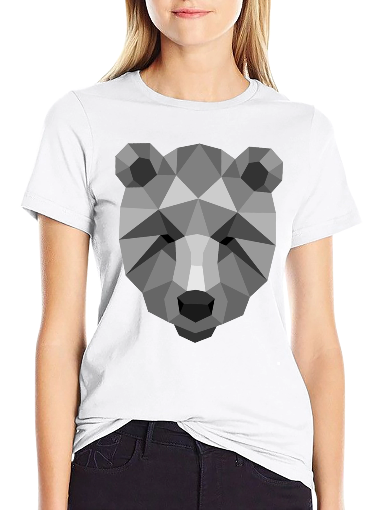 Black Geometric Bear Head T-Shirt - Modern Graphic Tee view 9