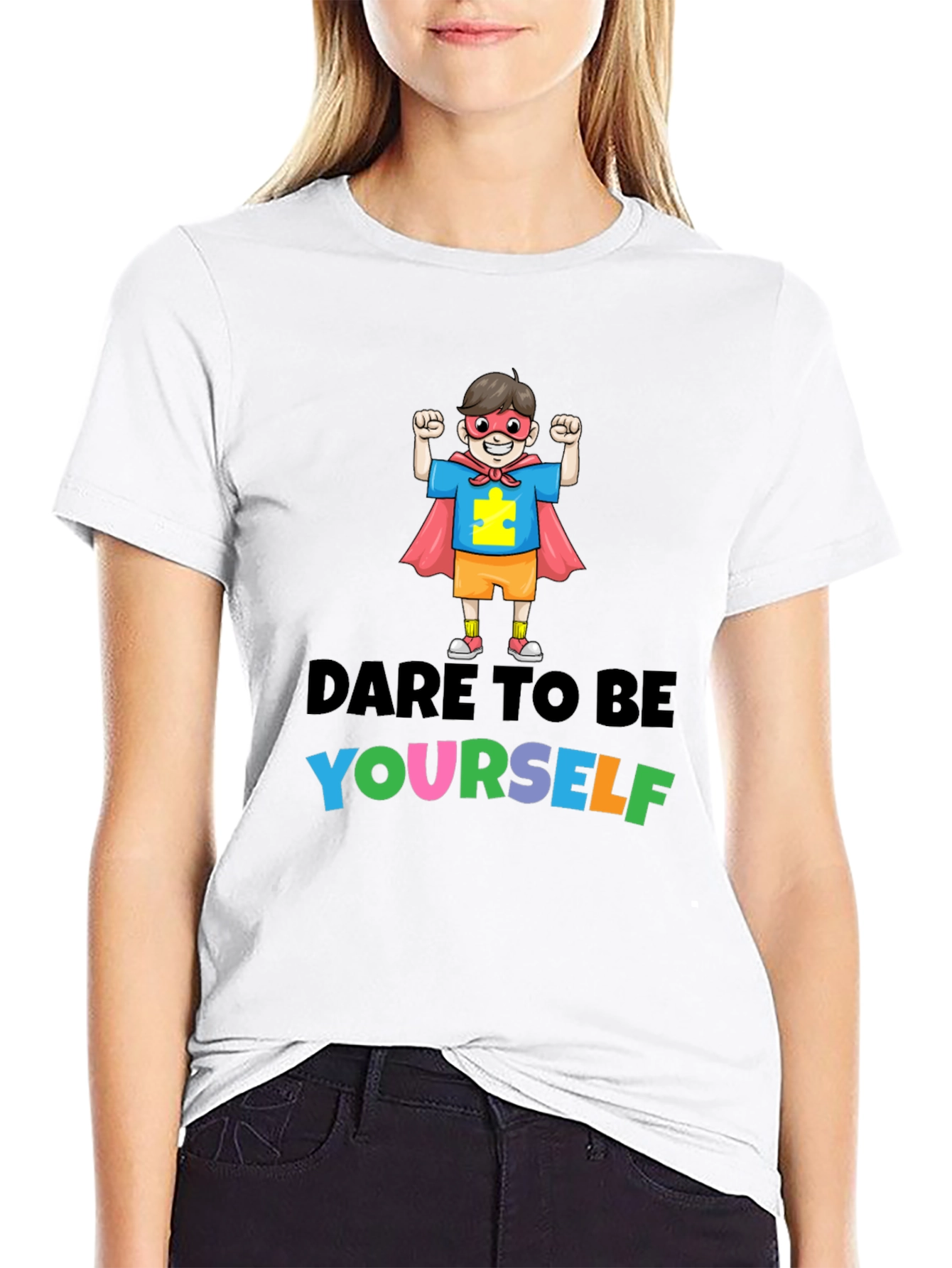 Black Dare to Be Yourself Autism Awareness T-Shirt view 9