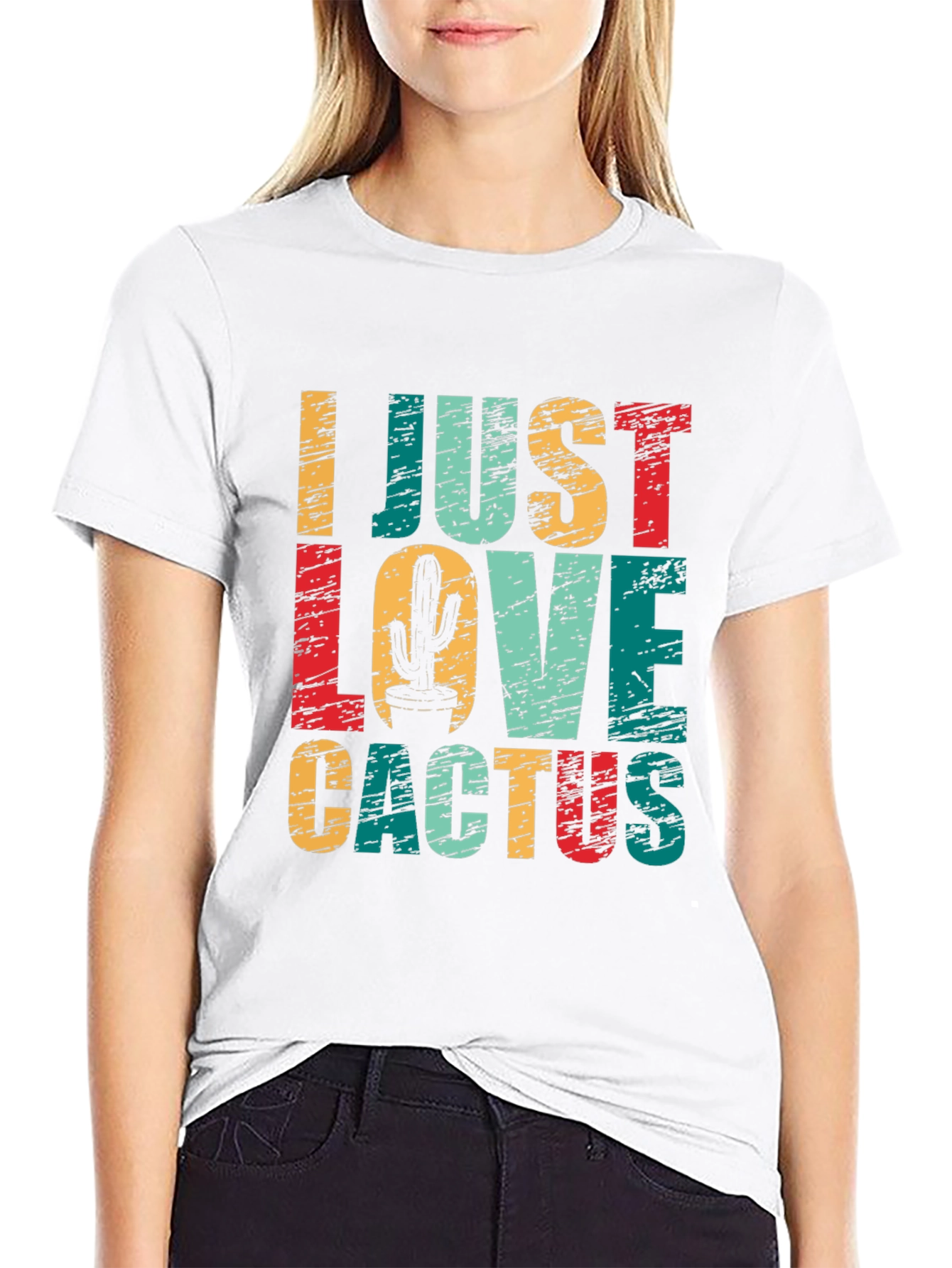 Black I Just Love Cactus Graphic T-Shirt - Unisex Cotton Tee view 9