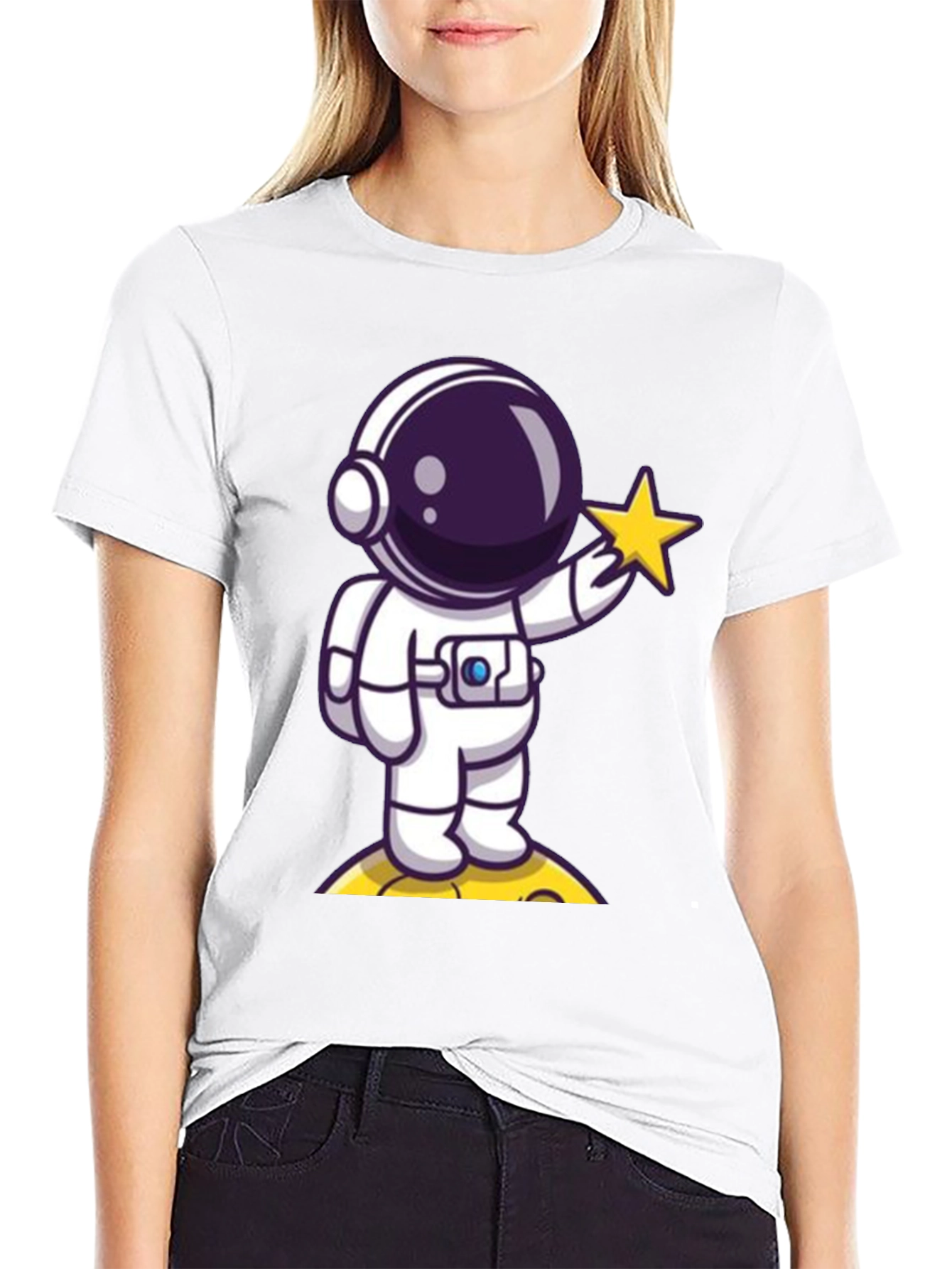 Black Astronaut Holding Star Graphic T-Shirt view 9