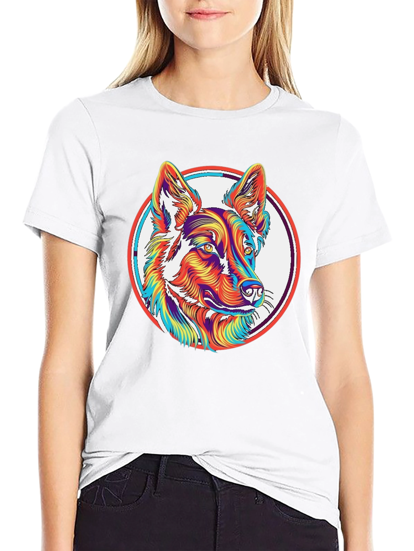 Black Psychedelic Dog Graphic T-Shirt view 9