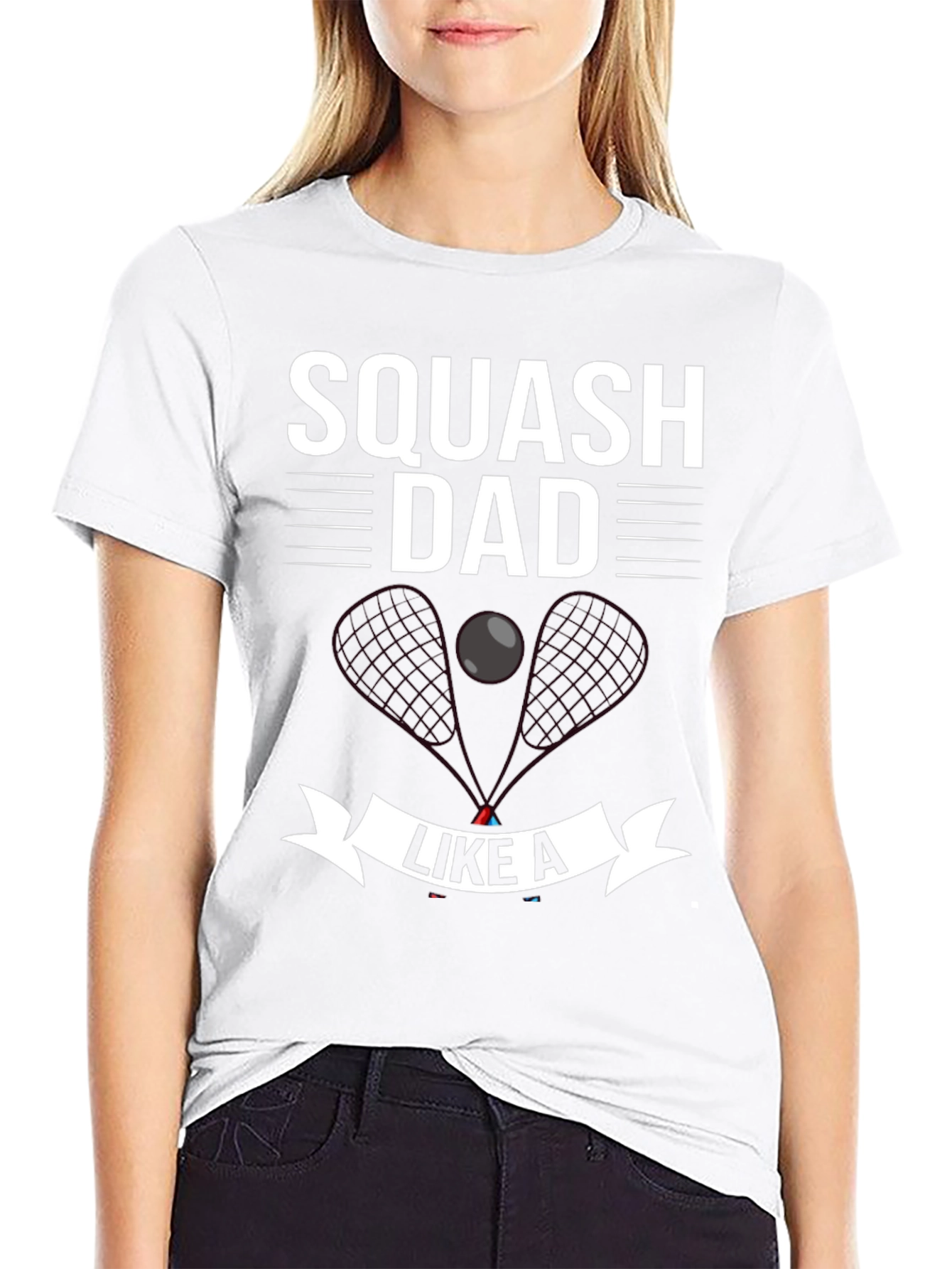 Black Squash Dad Graphic T-Shirt for Squash Lovers view 9