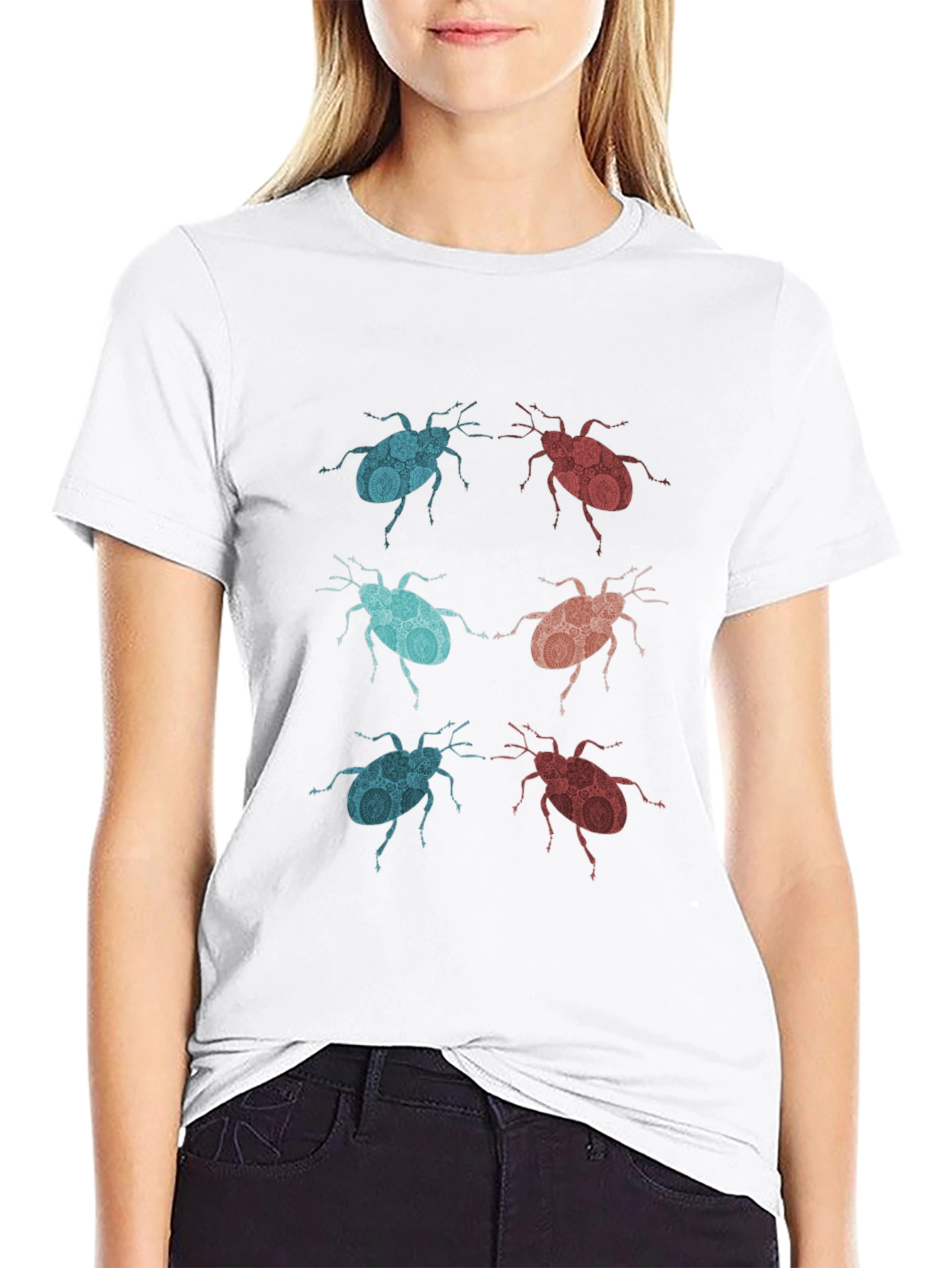 Black Graphic Beetle Print Black T-Shirt view 9