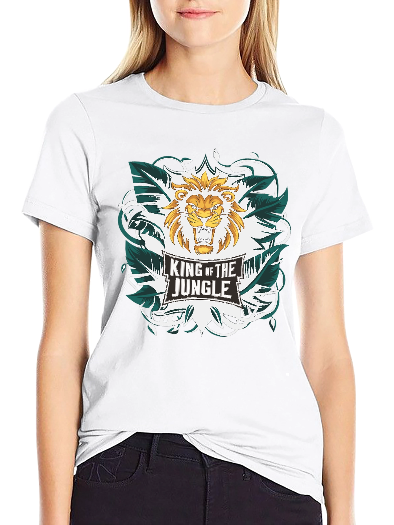 Black King of the Jungle Lion Graphic T-Shirt view 9
