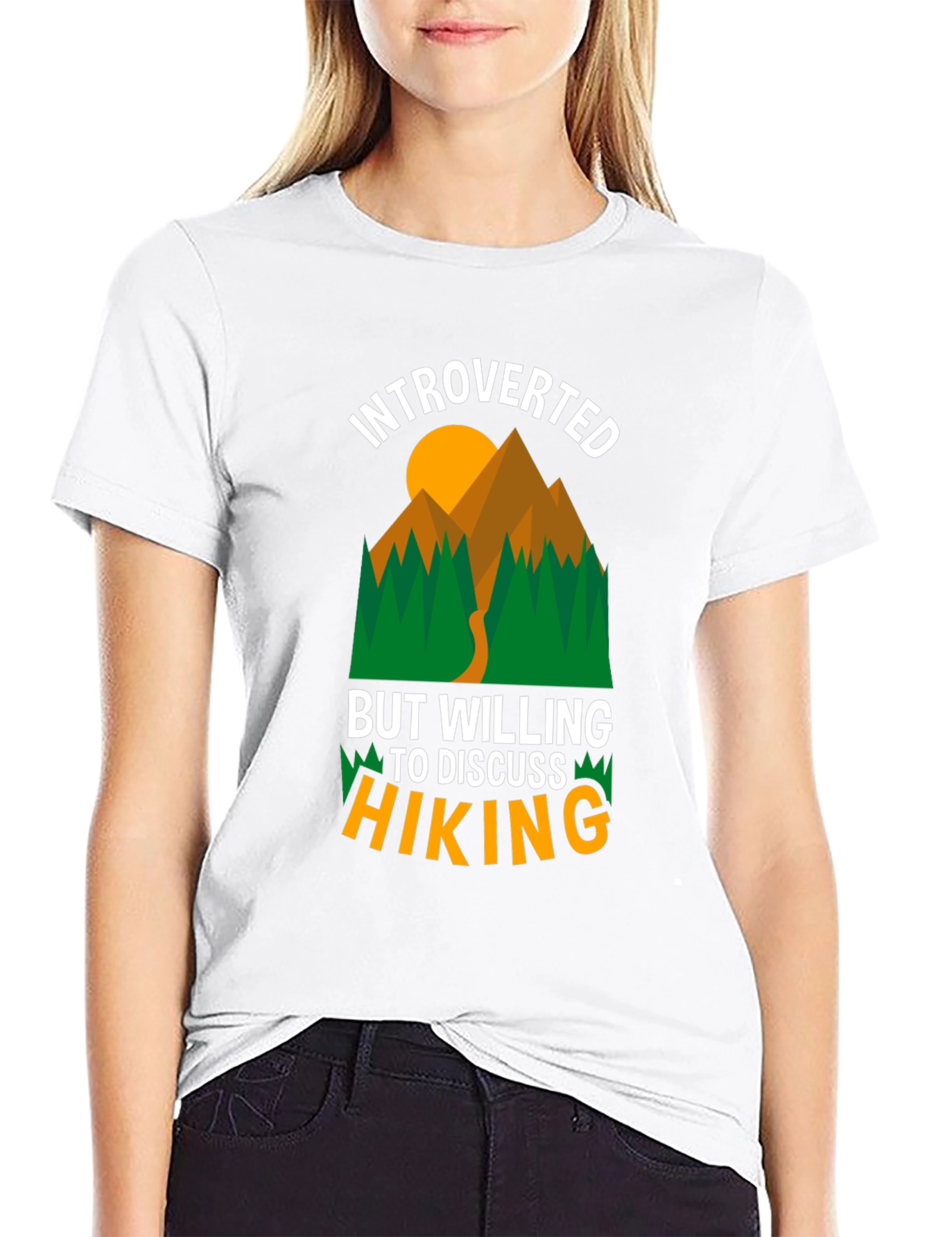 Black Introverted Hiking Graphic T-Shirt view 9