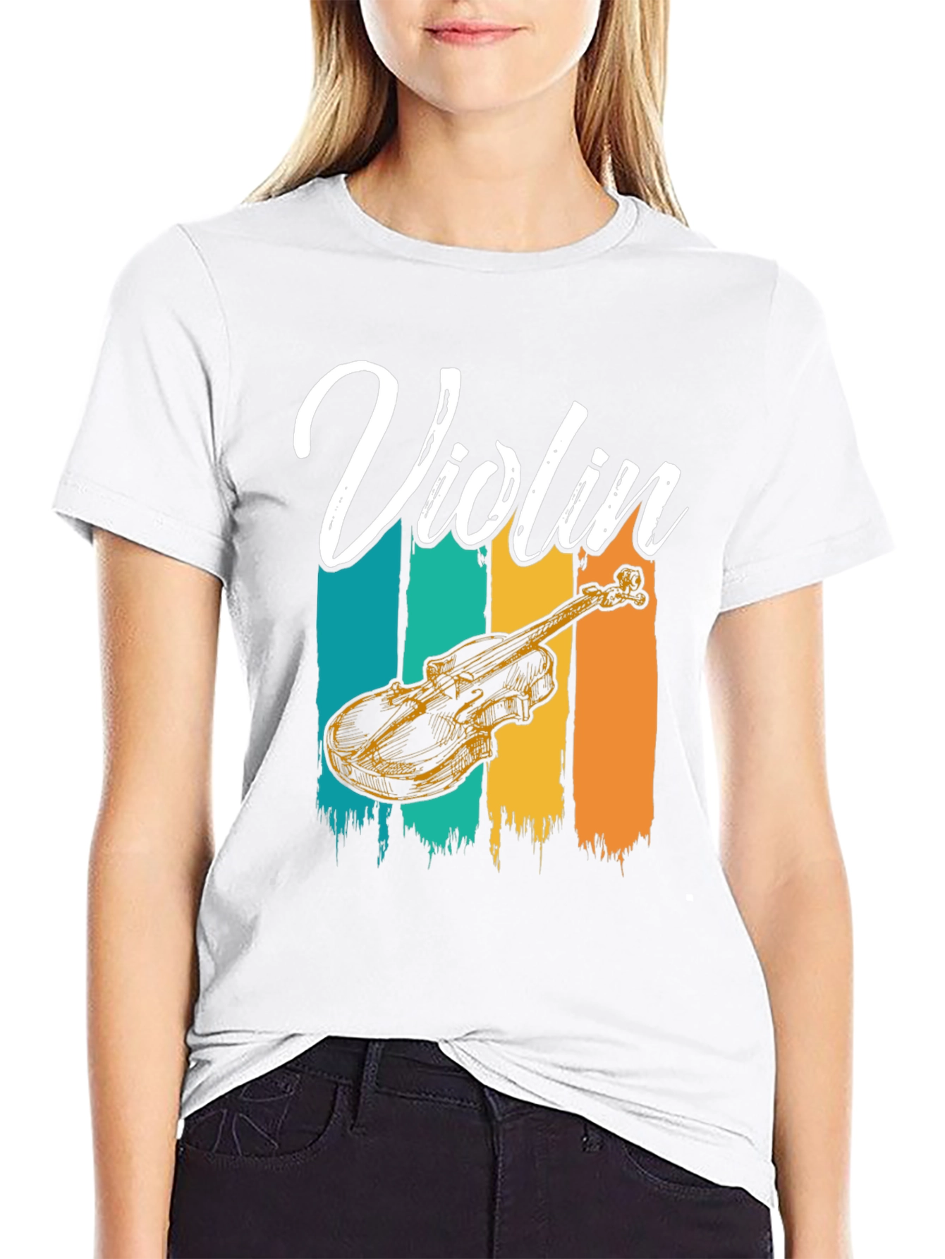 Black Vintage Violin T-Shirt - Music Lover Tee view 9