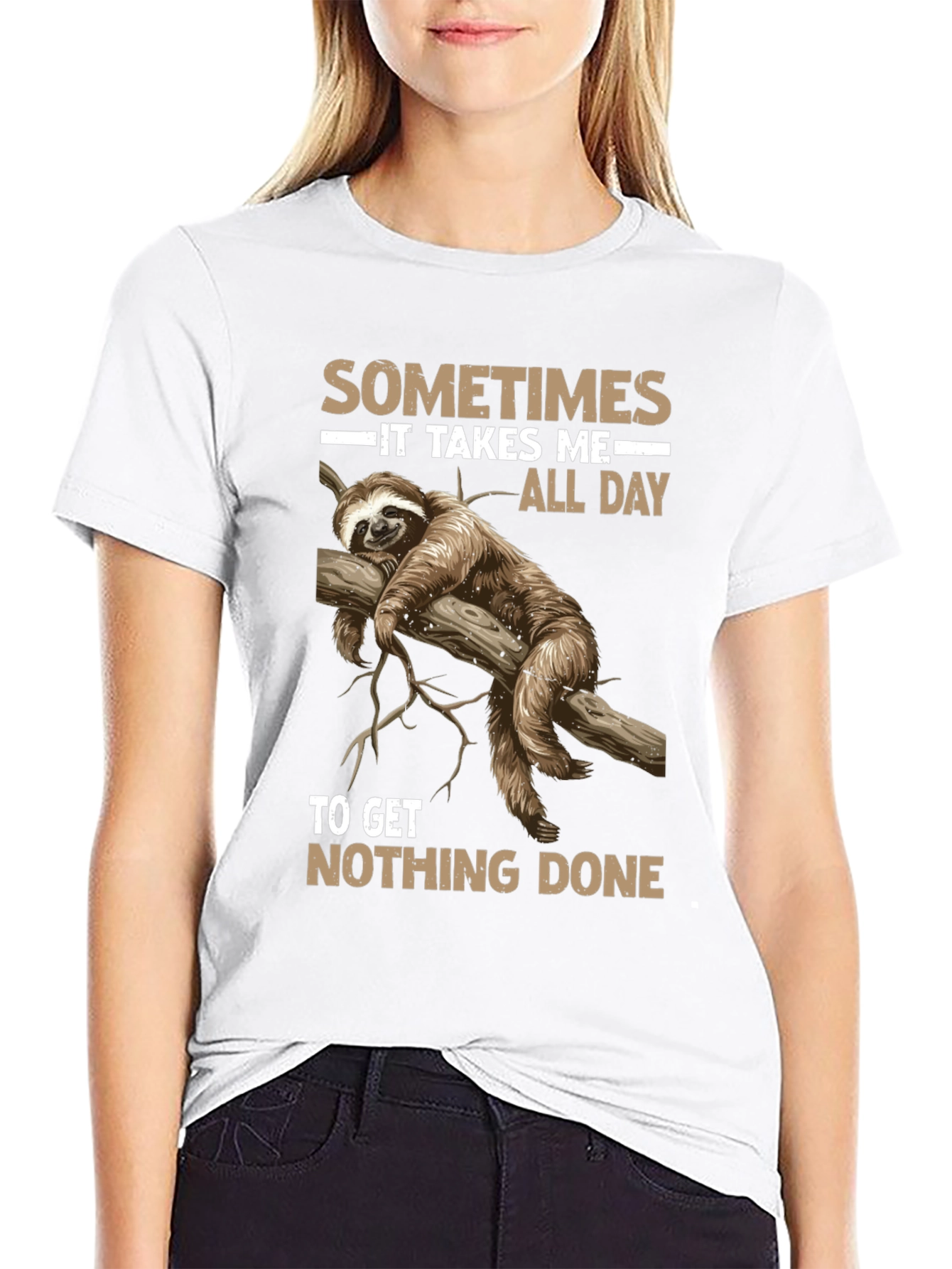 Black Sloth Graphic T-Shirt - Sometimes It Takes Me All Day view 9