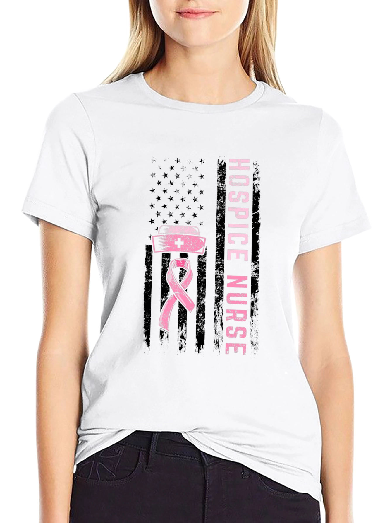 Hospice Nurse American Flag T-Shirt - 9