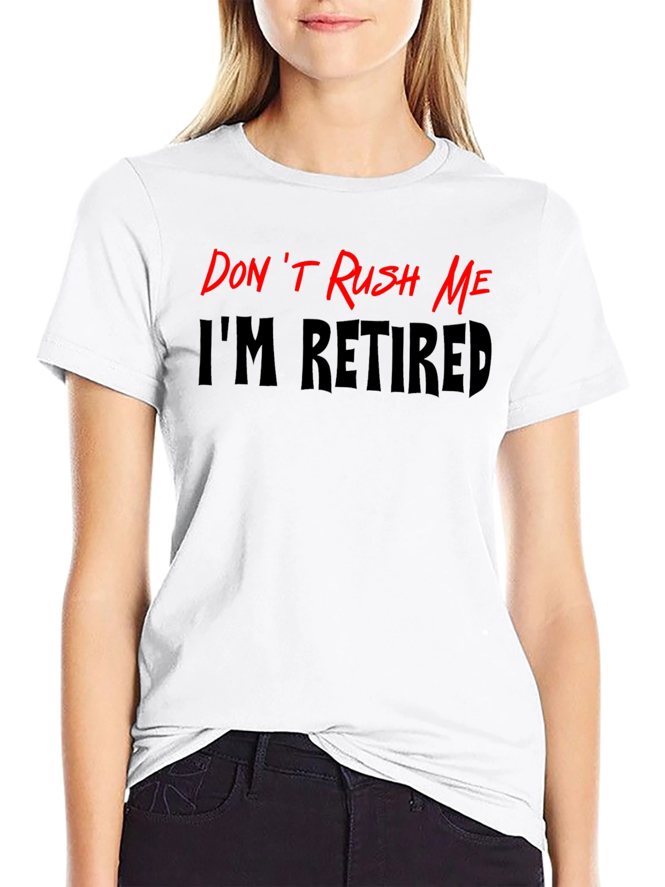 Black Retired Black Graphic Tee: Don't Rush Me Slogan view 9
