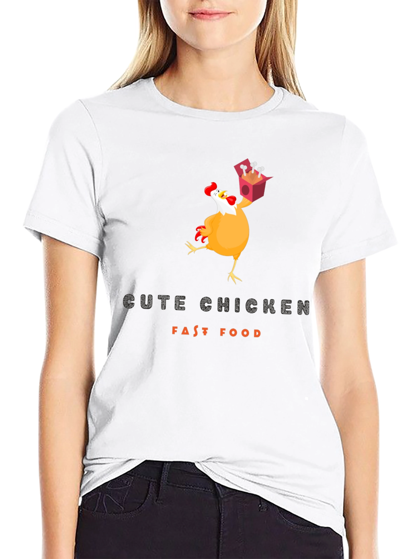 Black Funny Chicken Fast Food T-Shirt view 9