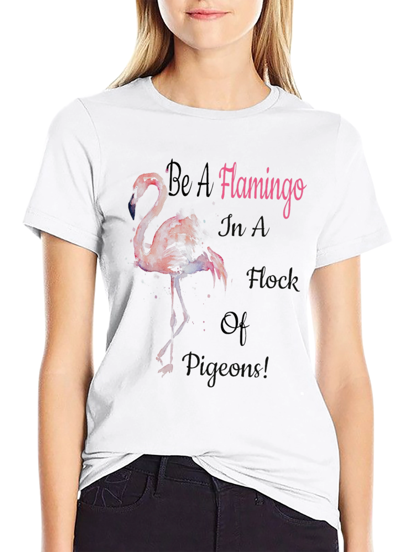Black Be a Flamingo T-Shirt - Stand Out From The Crowd view 9