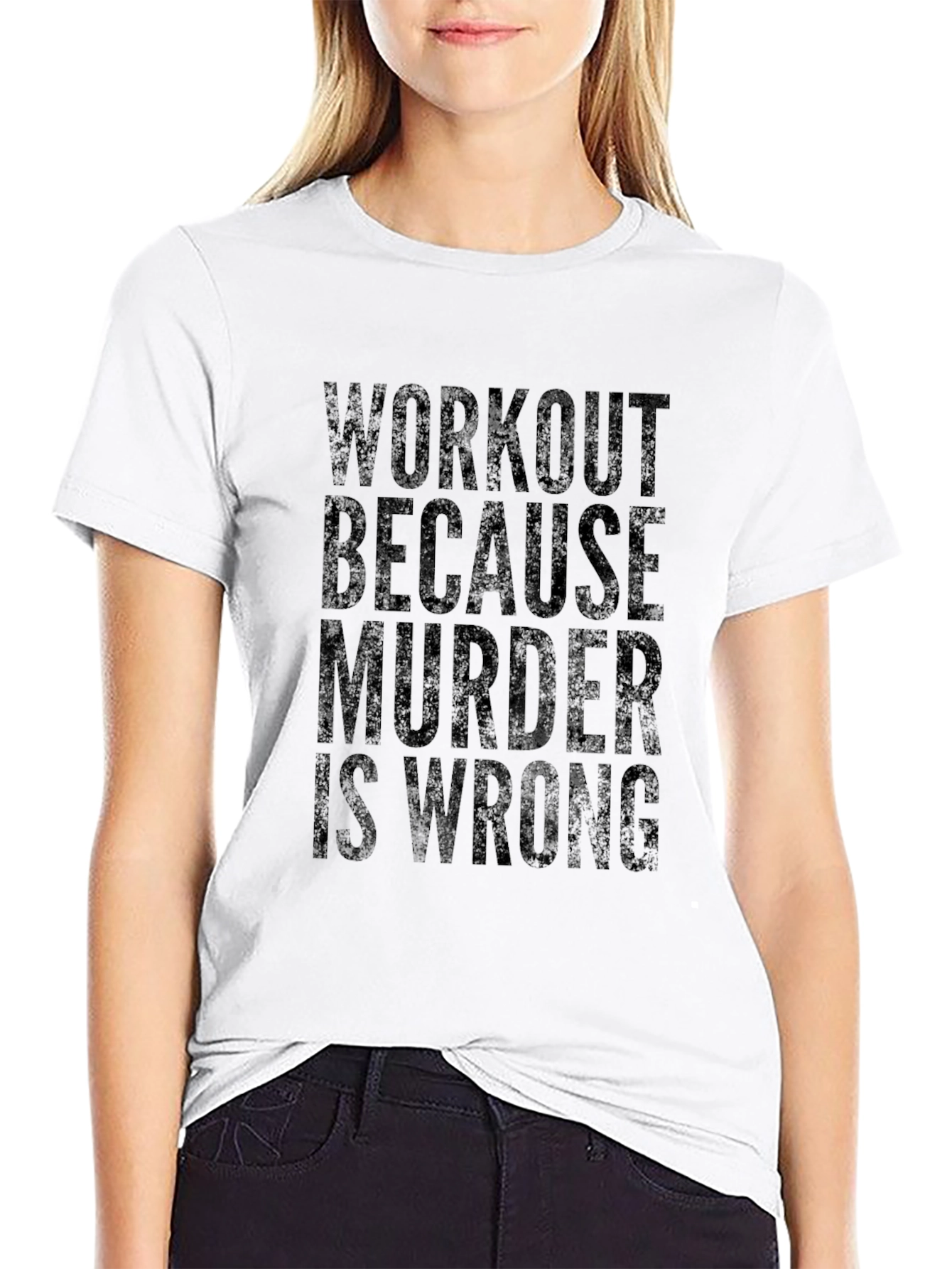 Black Workout Because Murder Is Wrong Black T-Shirt view 9