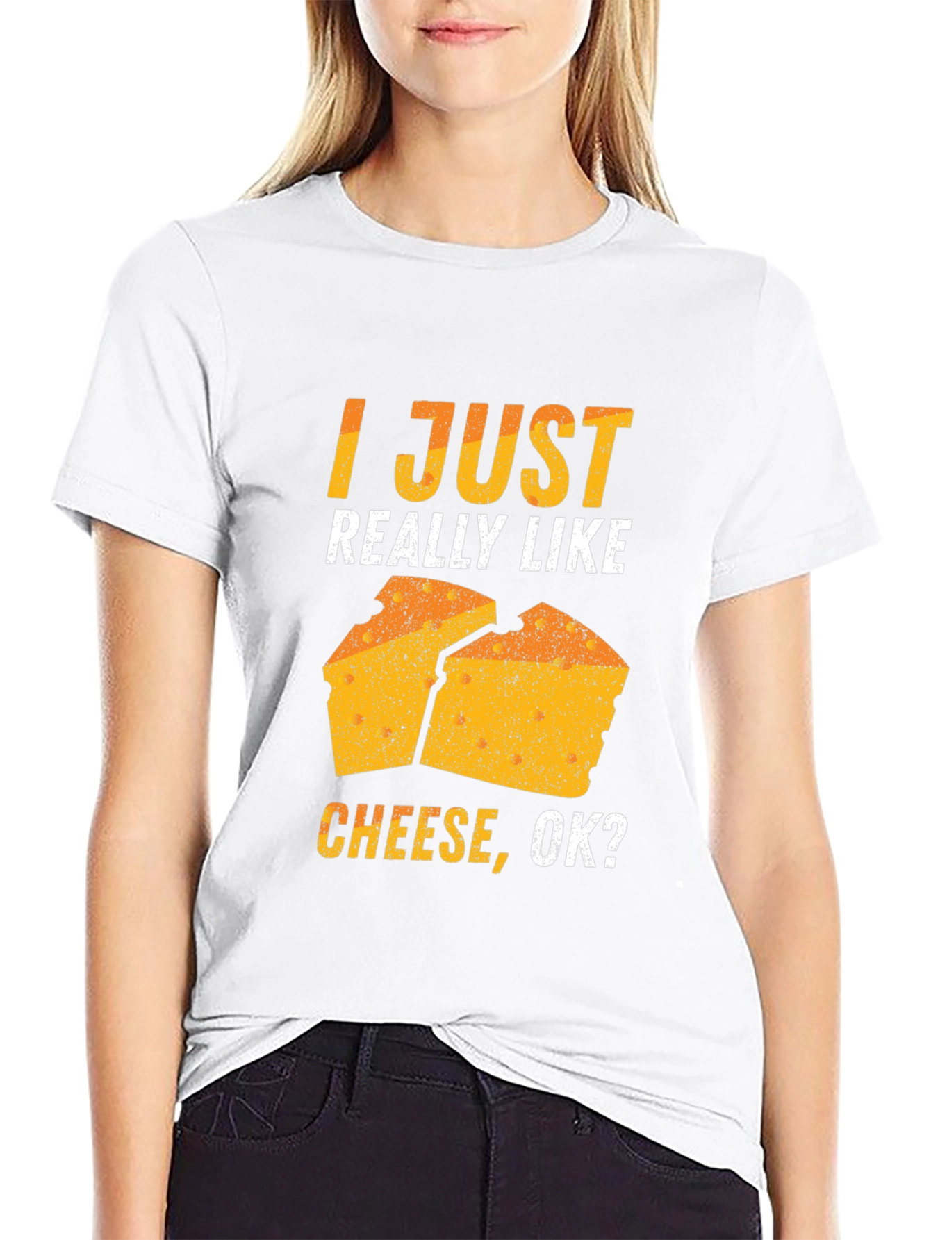 Black Funny Cheese Lover T-Shirt - I Just Really Like Cheese view 9
