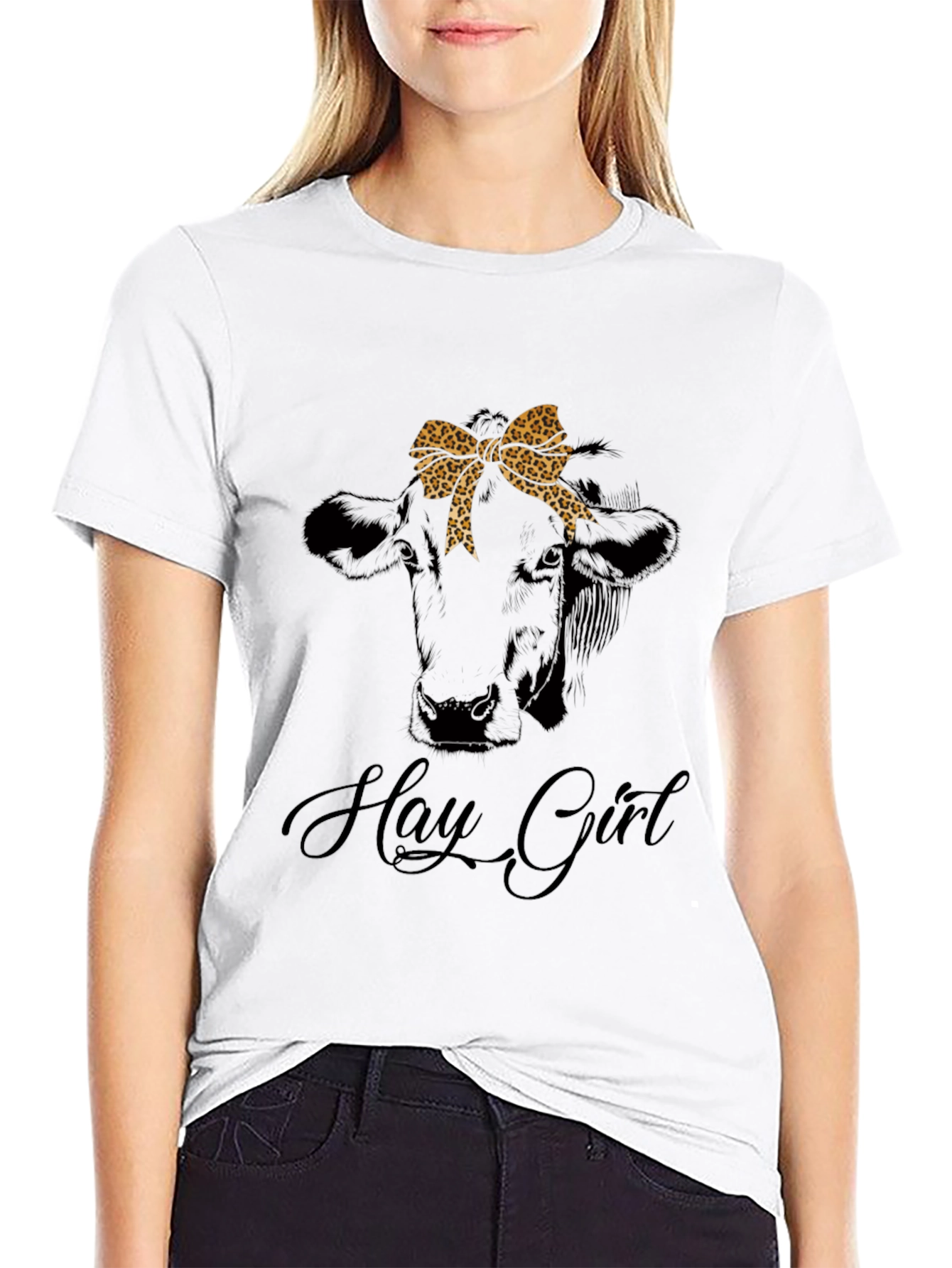 Hay Girl Cow Graphic Tee - Animal Lover T-Shirt - 9
