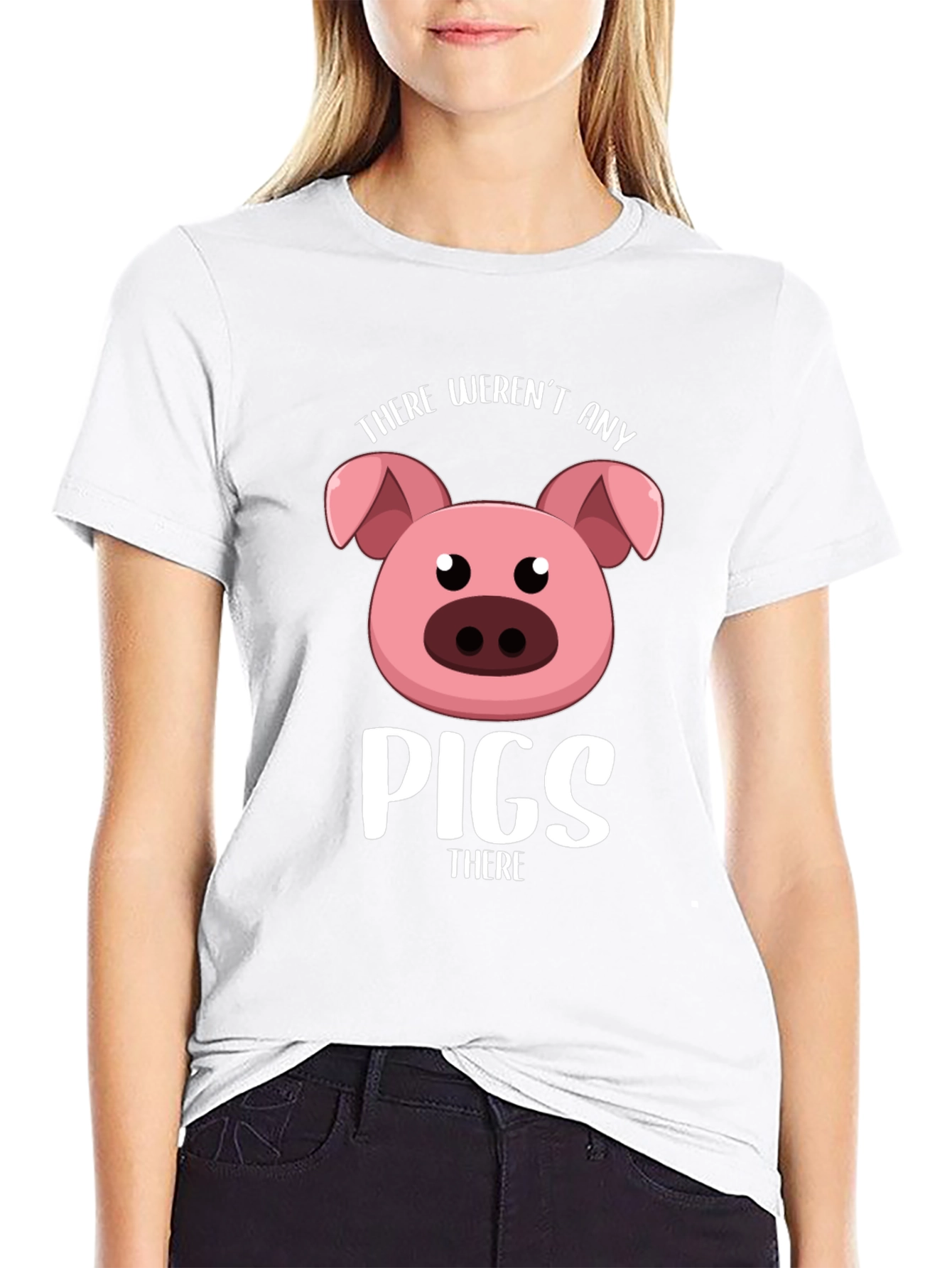 Black Funny Pig T-Shirt - "There Weren't Any Pigs There" view 9
