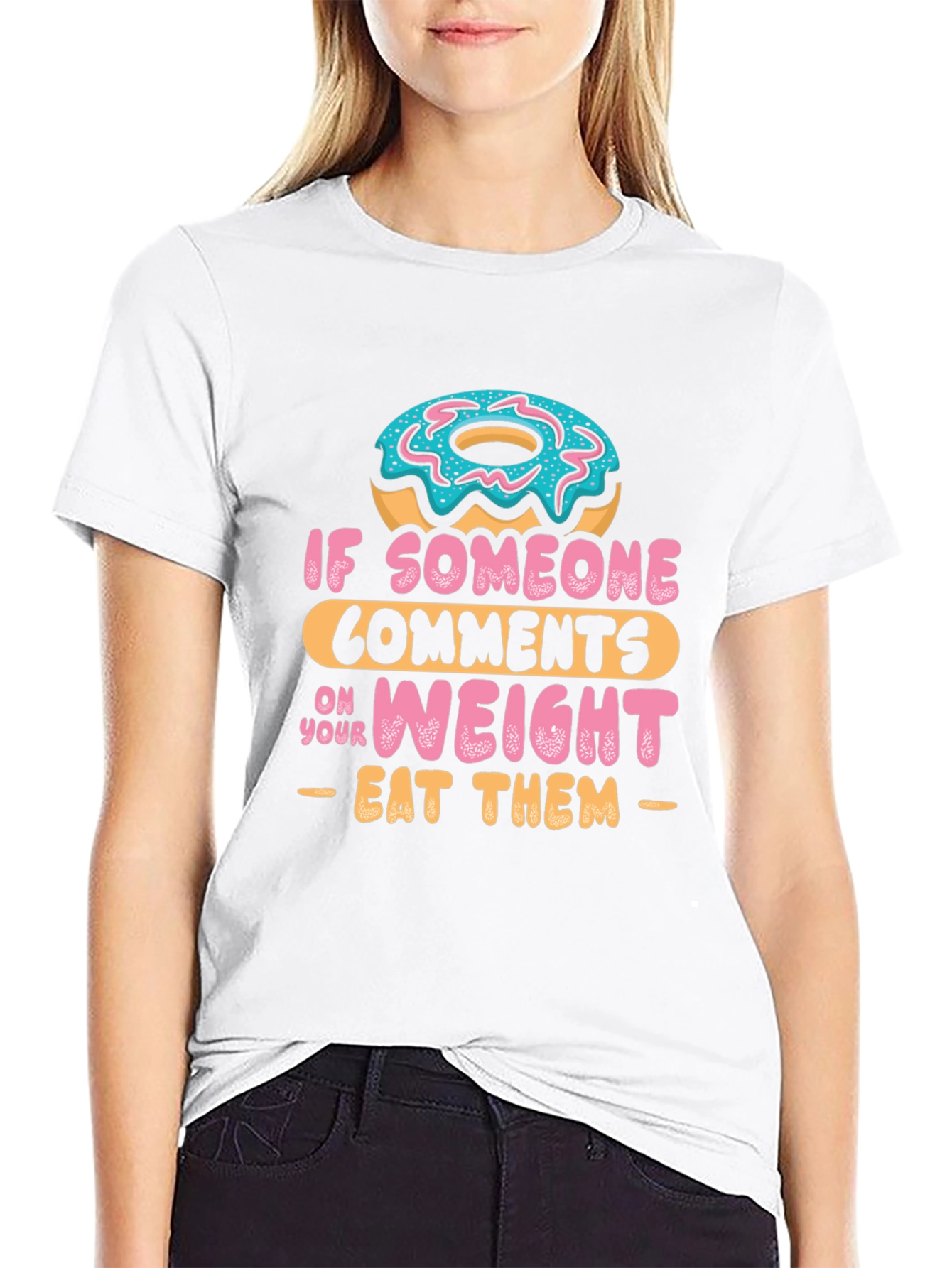 Black Eat Them Donut T-Shirt - Funny Weight Comment Tee view 9