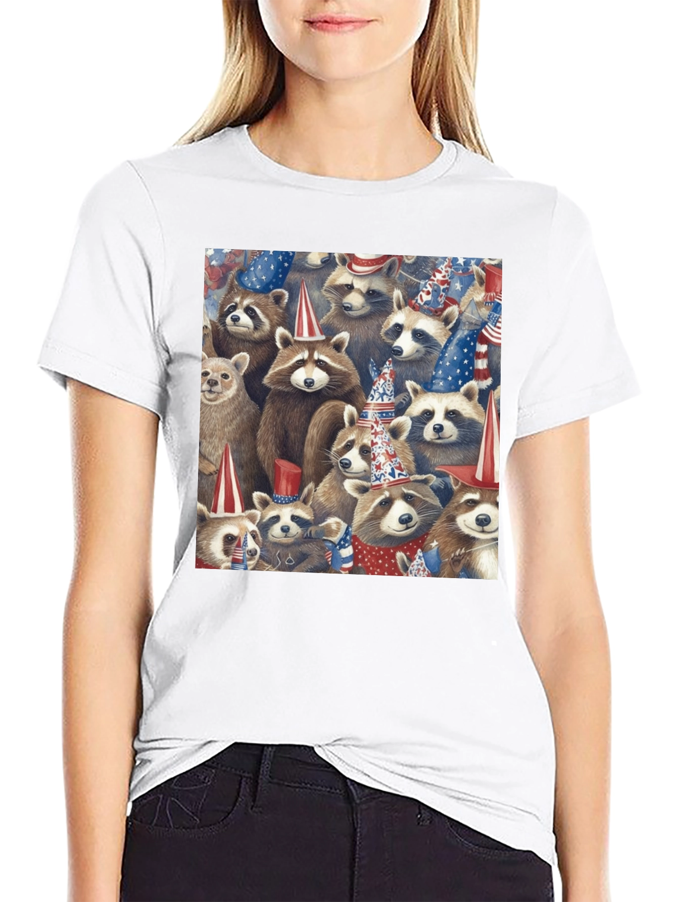 Black Patriotic Raccoon T-Shirt view 9
