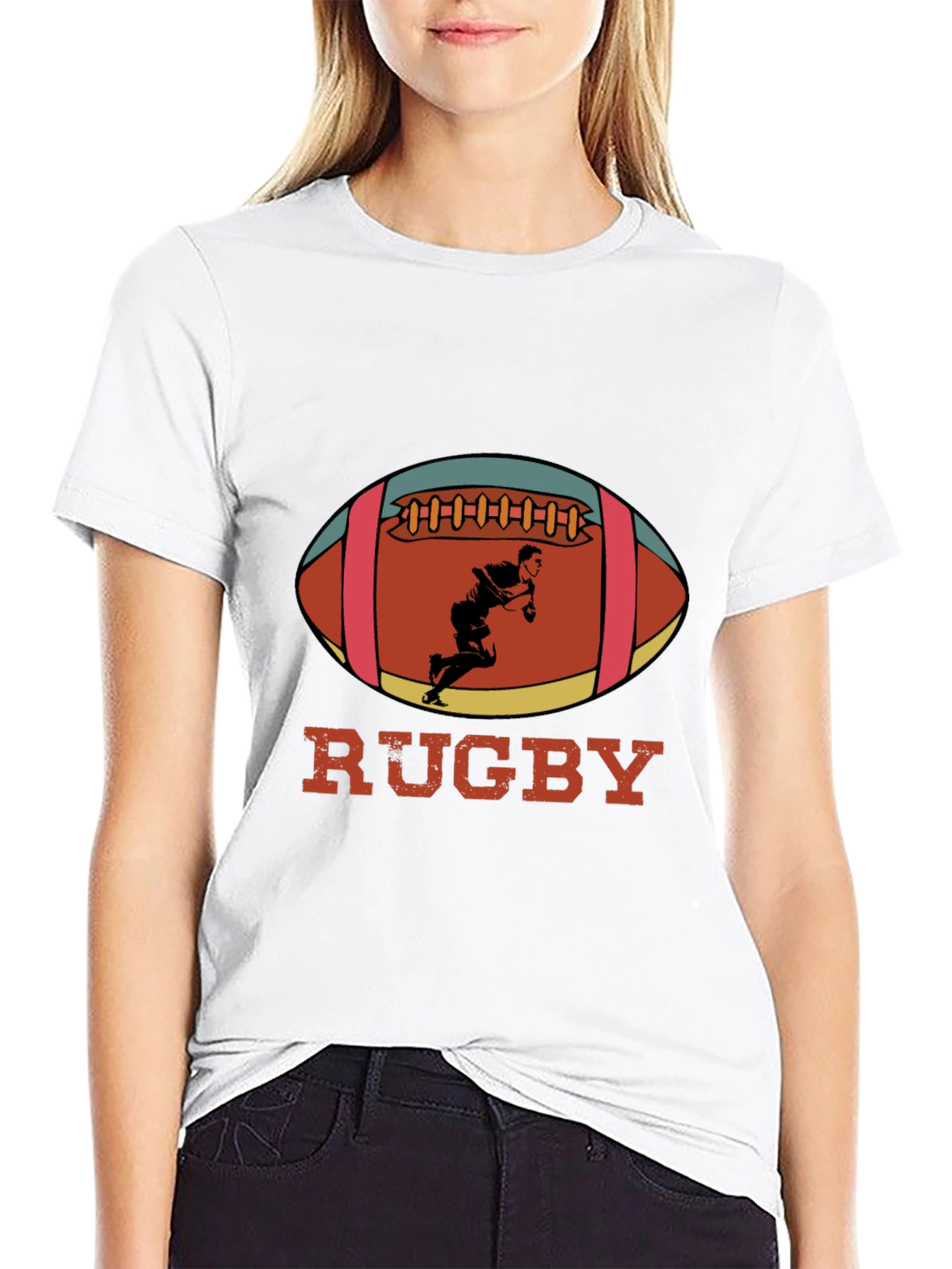 Black Rugby Player Graphic T-Shirt view 9