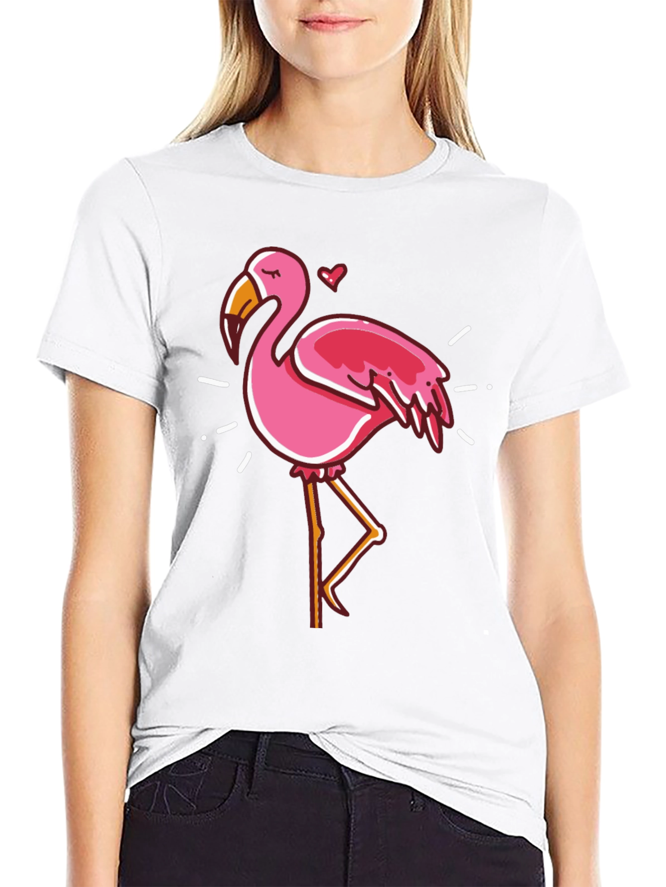Black Fun Flamingo Graphic Black T-Shirt view 9
