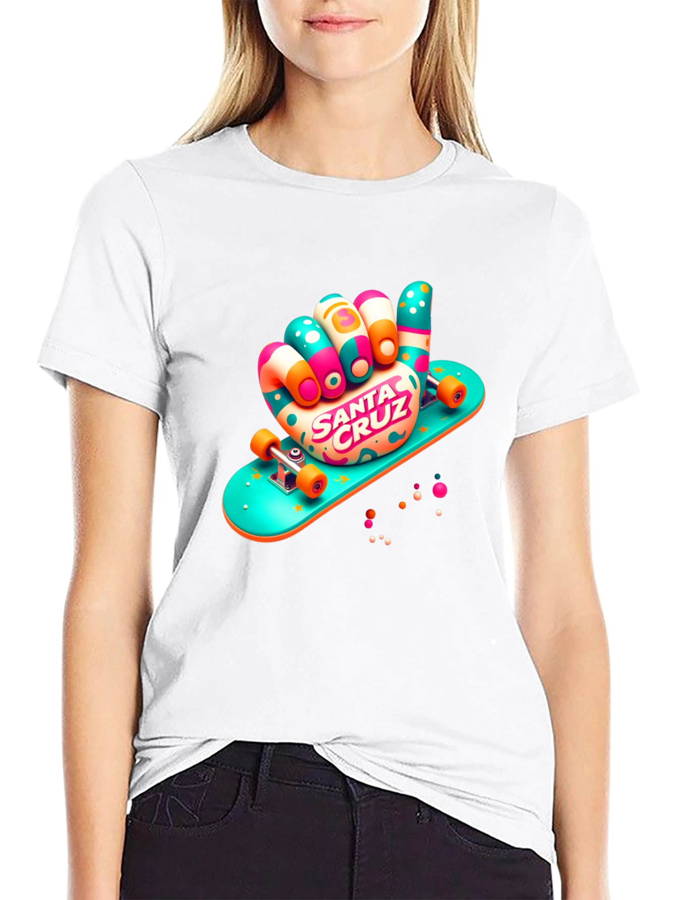 Black Santa Cruz Skateboard Hand Black T-Shirt view 9