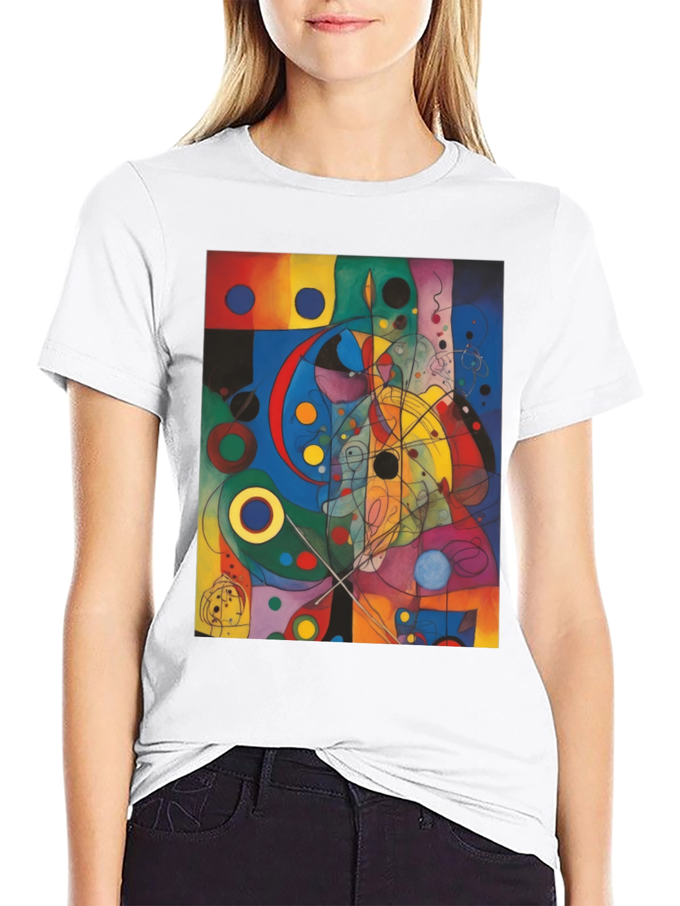 Black Abstract Art Graphic Print Black T-Shirt view 9