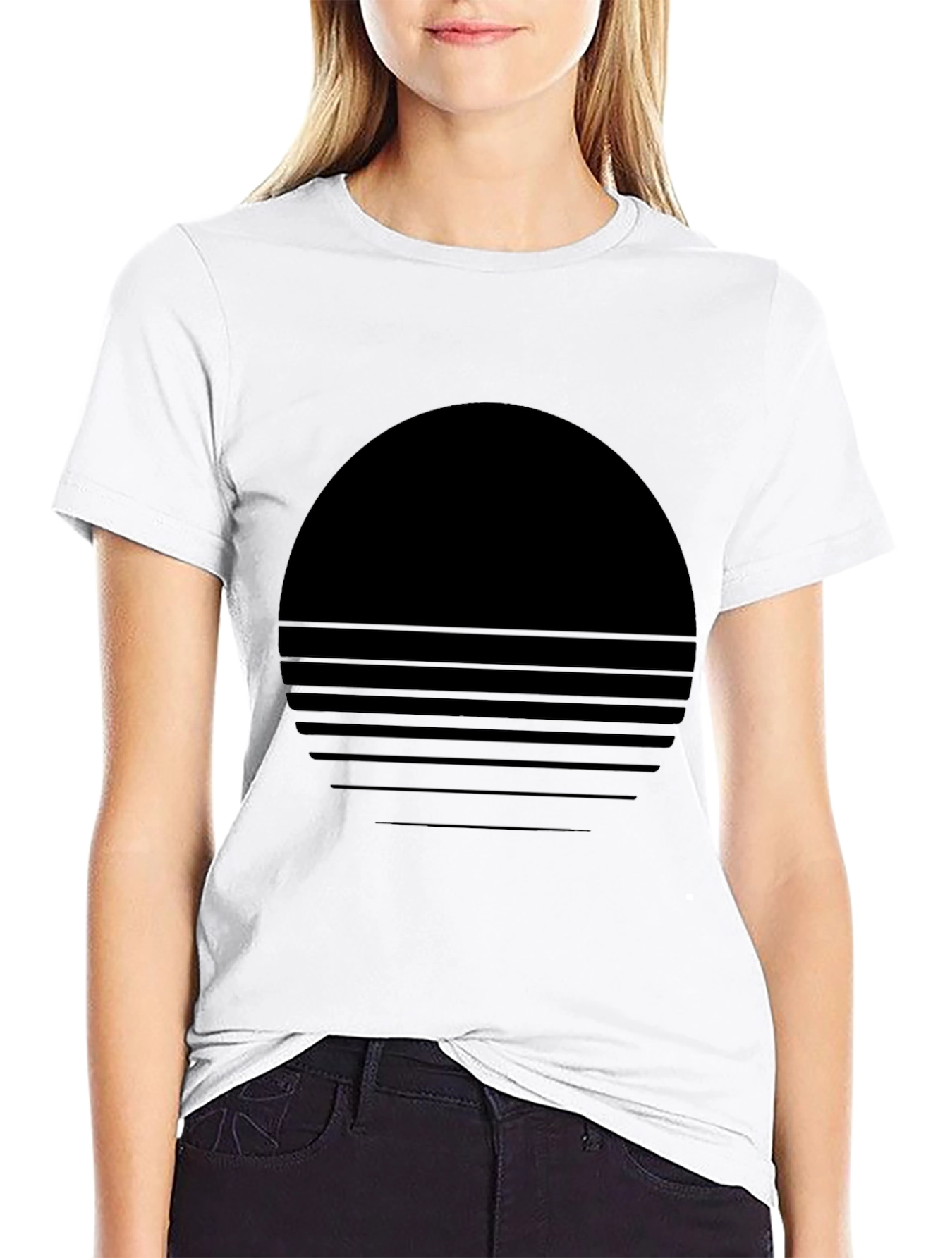 Black Retro Sunset Graphic Tee - Black Crew Neck view 9