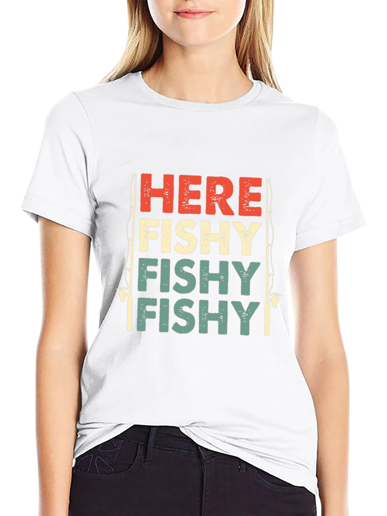 Black Here Fishy Fishy Graphic T-Shirt view 9