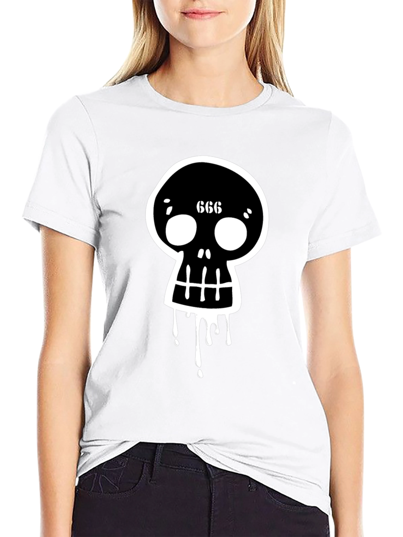 Black Men's Black Skull Graphic Tee view 9
