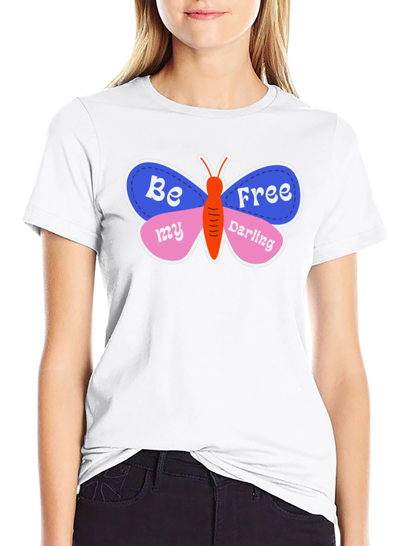 Black Be Free Butterfly Graphic T-Shirt - Stylish & Unique! view 9