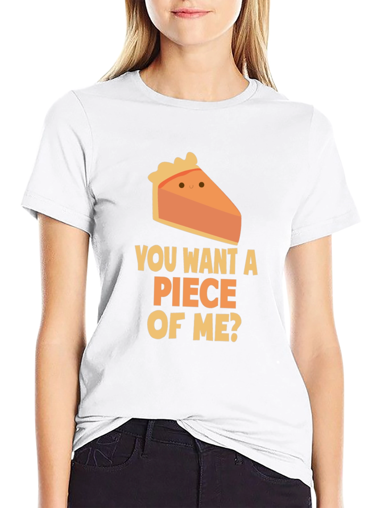 Black Want a Piece of Me? Pie Slice T-Shirt view 9