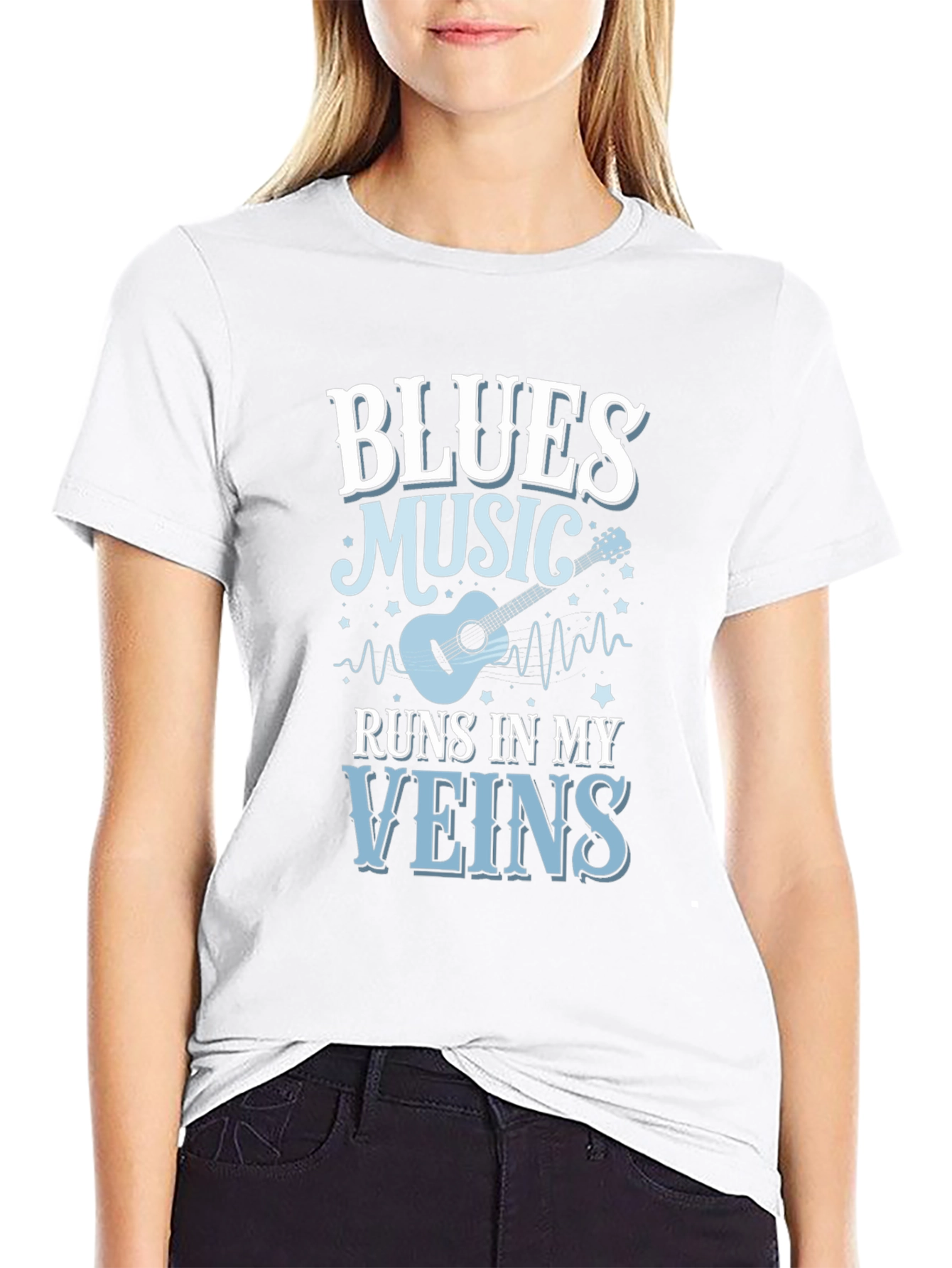 Black Blues Music Runs In My Veins T-Shirt view 9