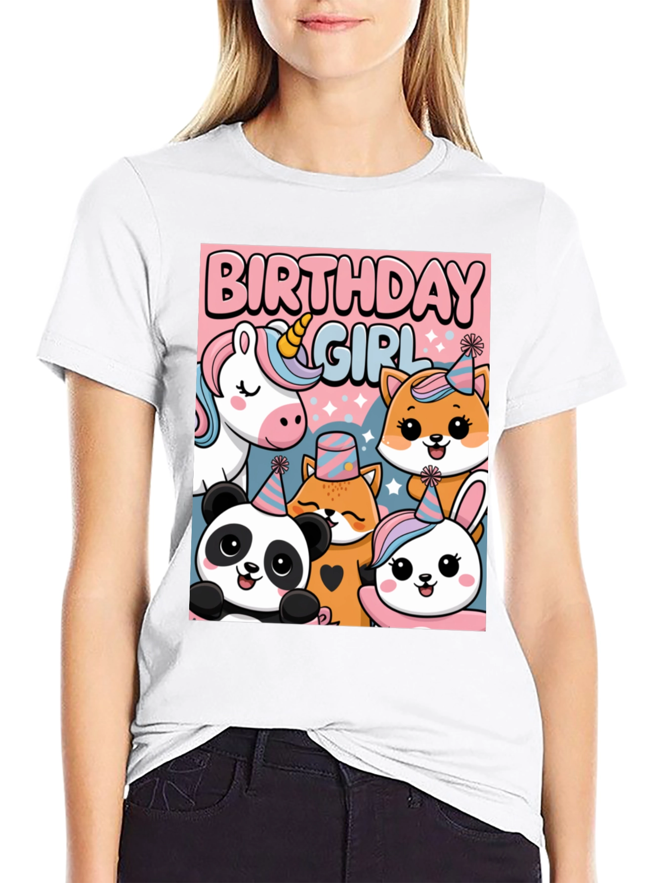 Black Birthday Girl Animal Party T-Shirt view 9