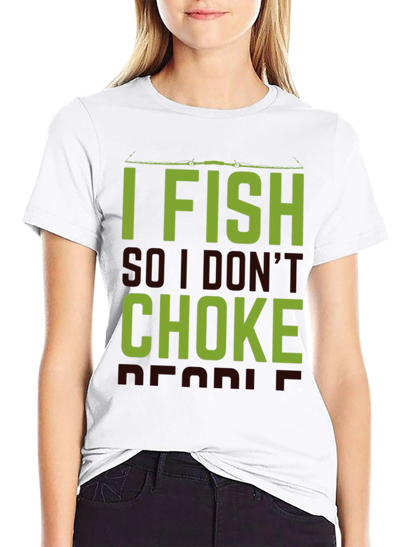 Black I Fish So I Don't Choke People Black T-Shirt view 9