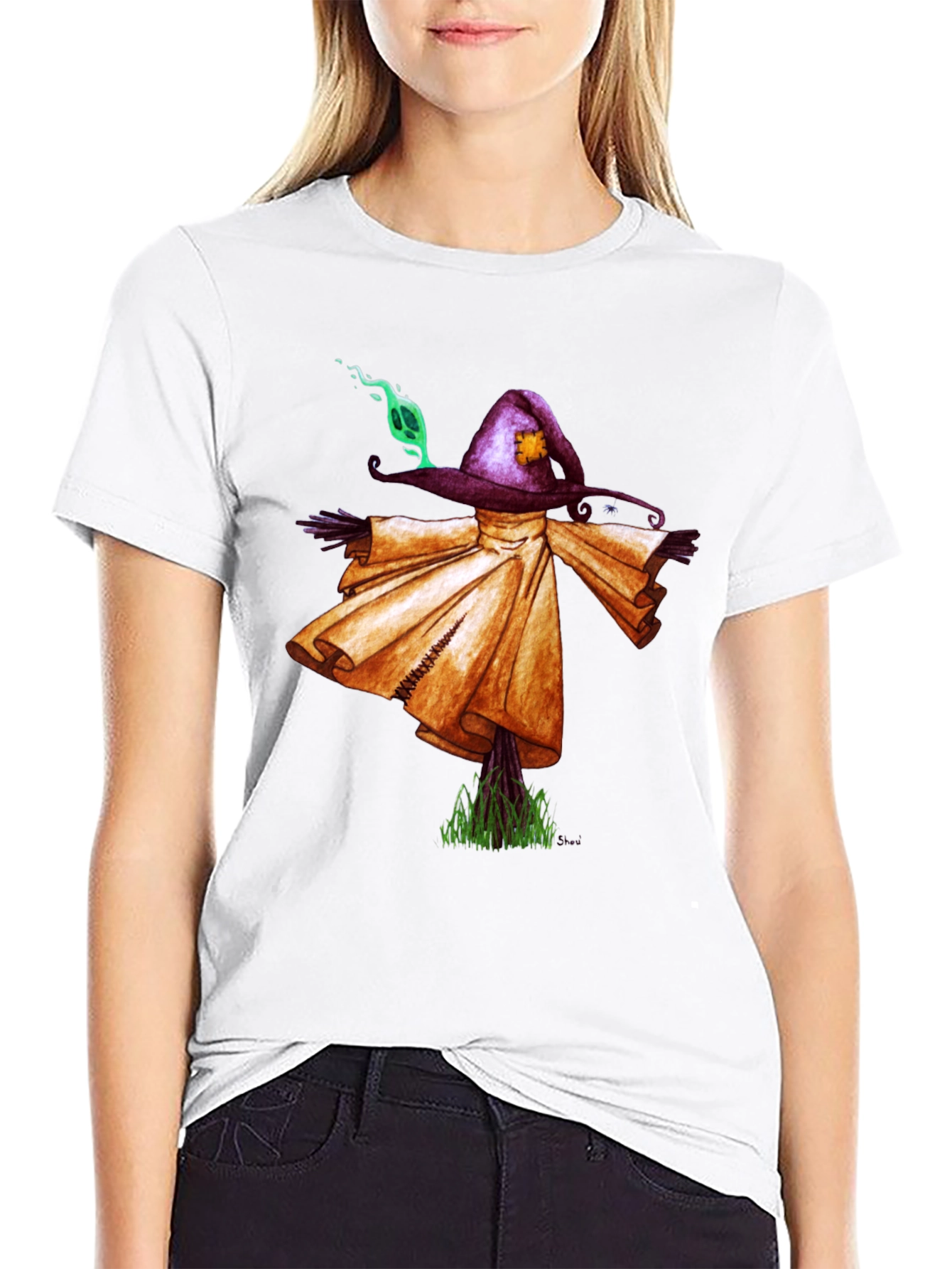 Black Scarecrow Graphic Tee - Spooky Season Style view 9