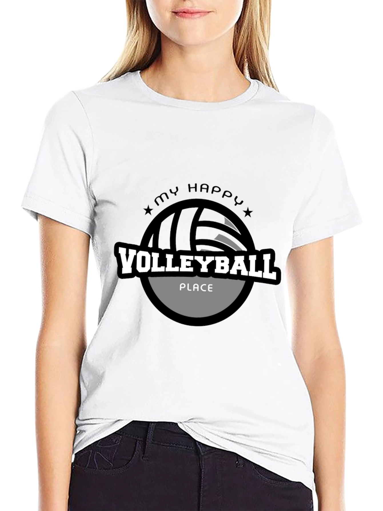 Black Volleyball T-Shirt - My Happy Place view 9