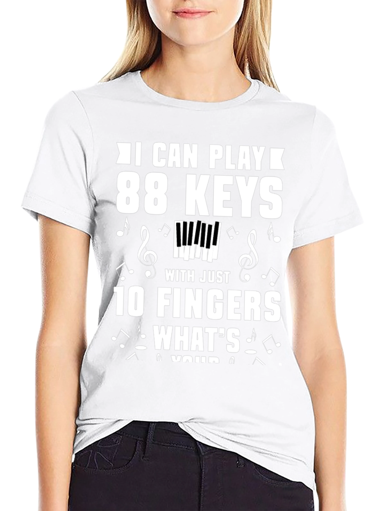 Black Piano Player T-Shirt - 88 Keys, 10 Fingers Musician Tee view 9