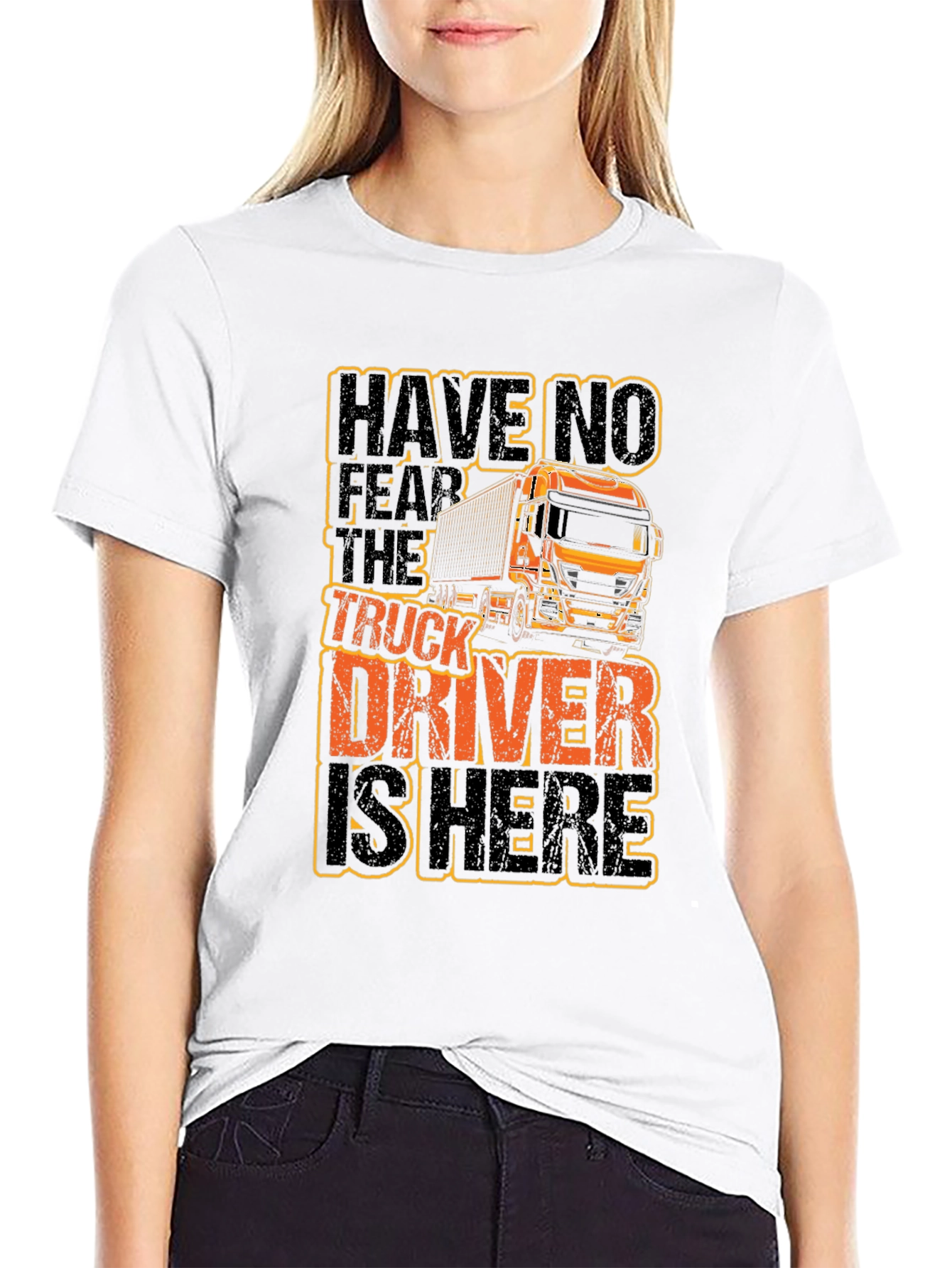 Black Truck Driver Graphic T-Shirt - Black Cotton Tee view 9