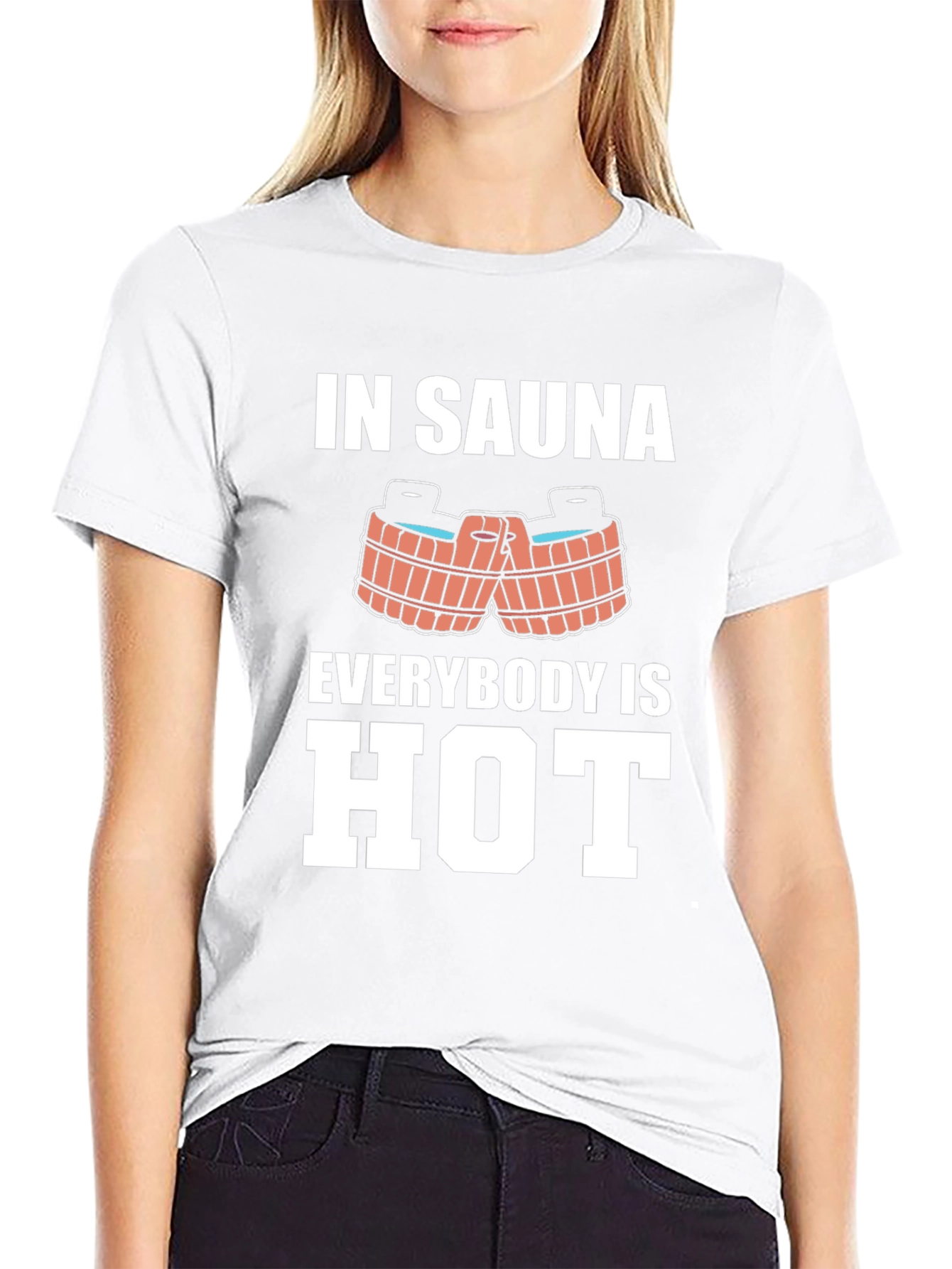 Black Sauna Humor Graphic Tee - In Sauna Everybody is Hot! view 9