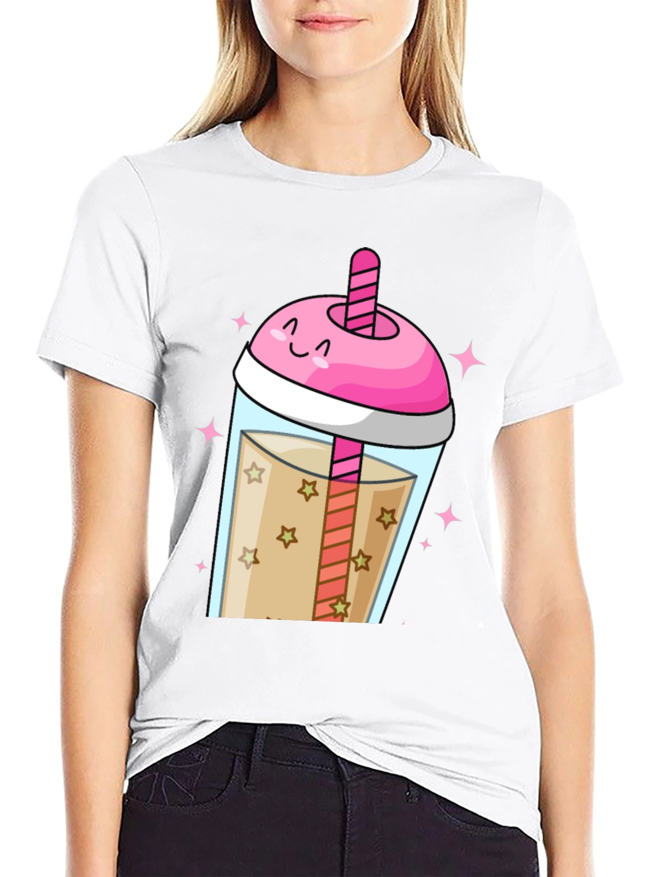 Black Kawaii Bubble Tea Graphic Tee view 9