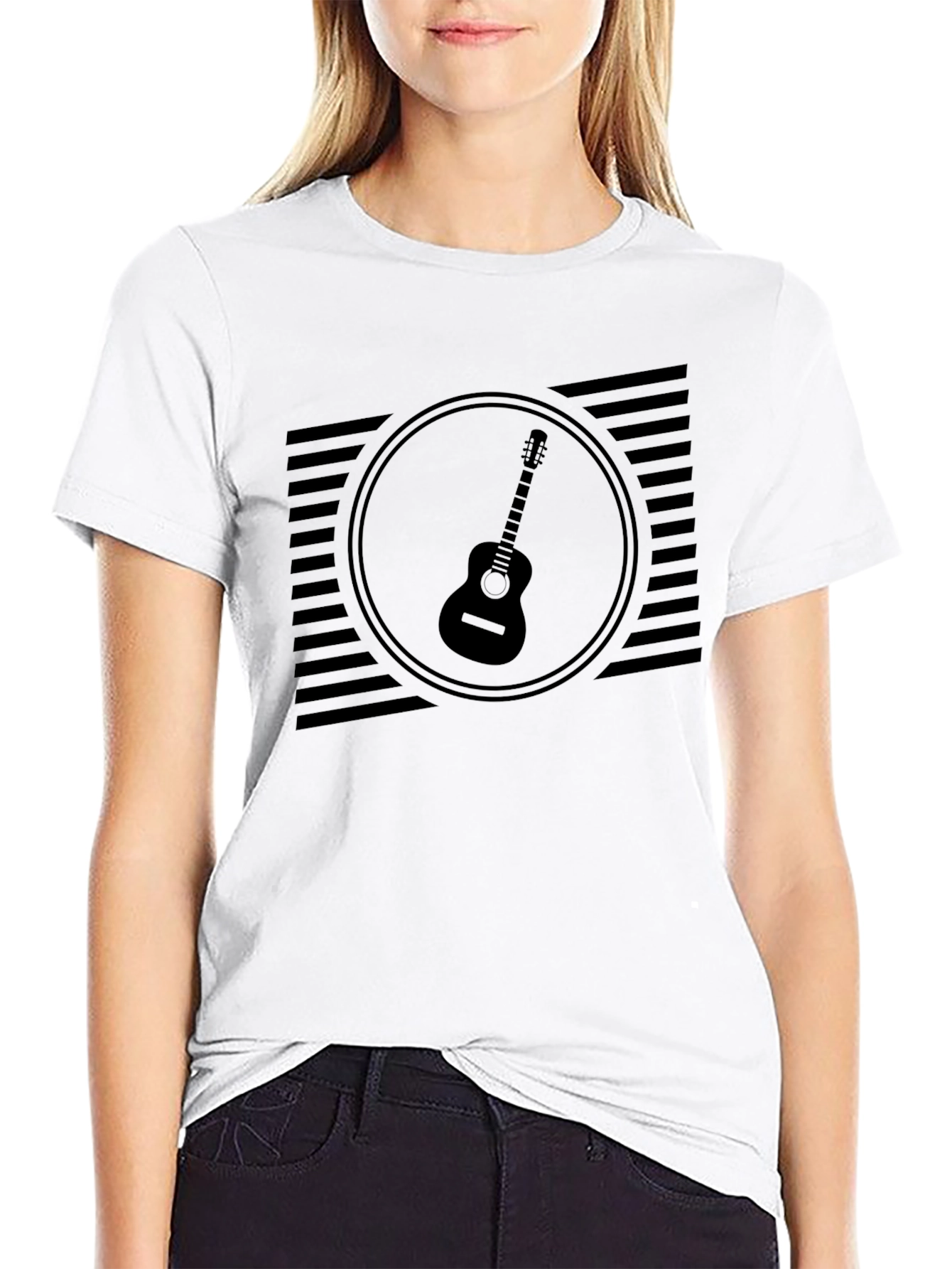 Black Guitar Graphic Tee - Retro Music Lover Shirt view 9
