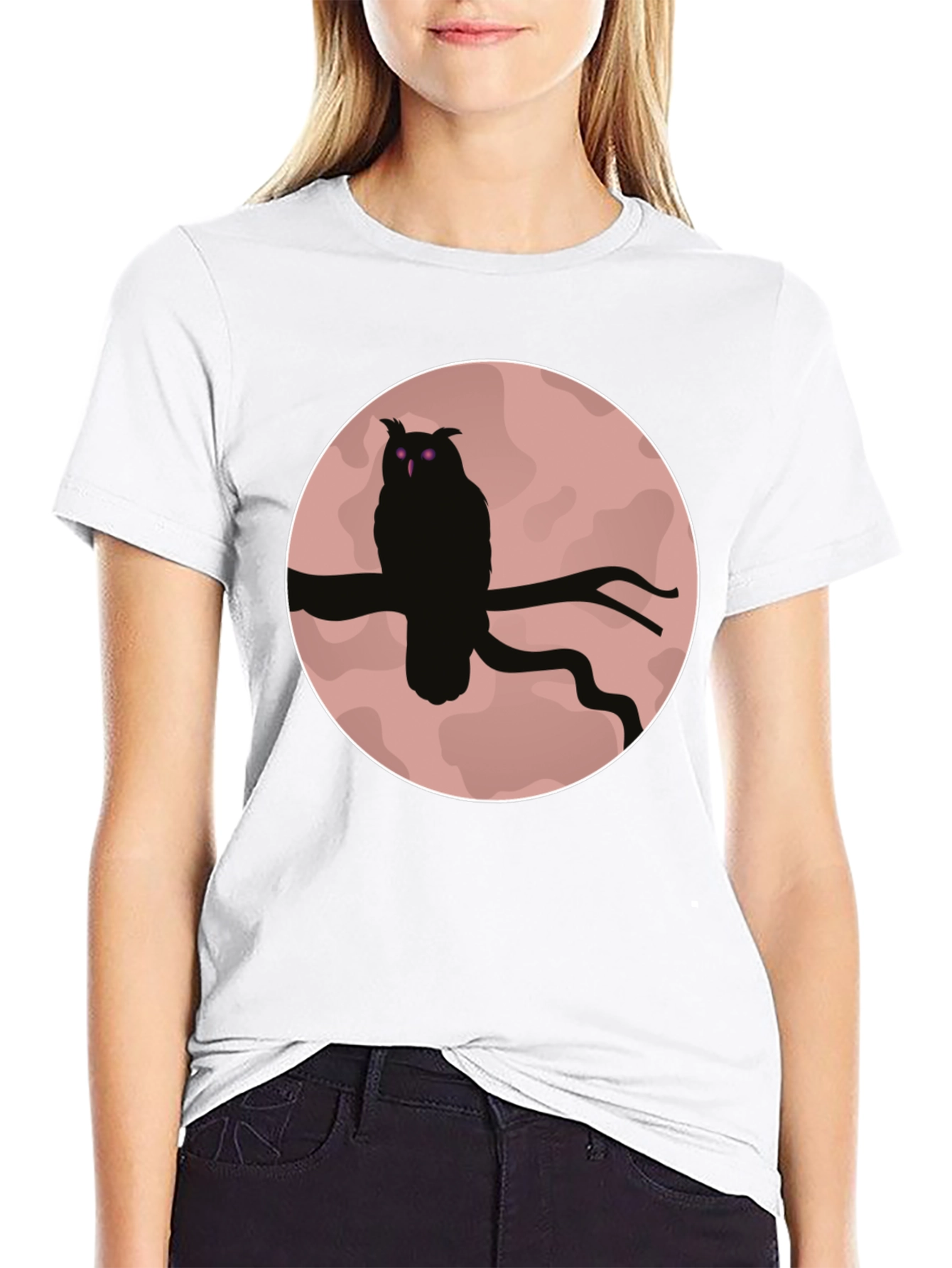 Black Owl Silhouette Graphic Tee - Men's Black T-Shirt view 9